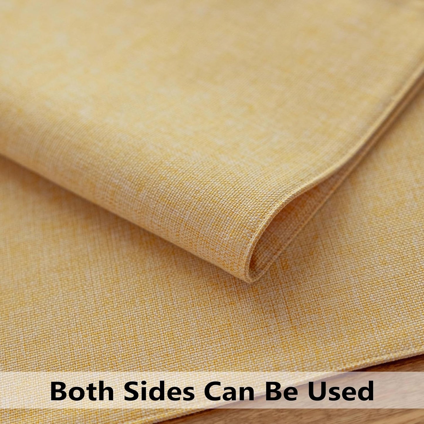 Demetex Yellow Placemats Set of 8 Linen Fabric Placemat Heat Resistant Washable Place Mats for Kitchen Party Dinner, 13x19 inch, Yellow