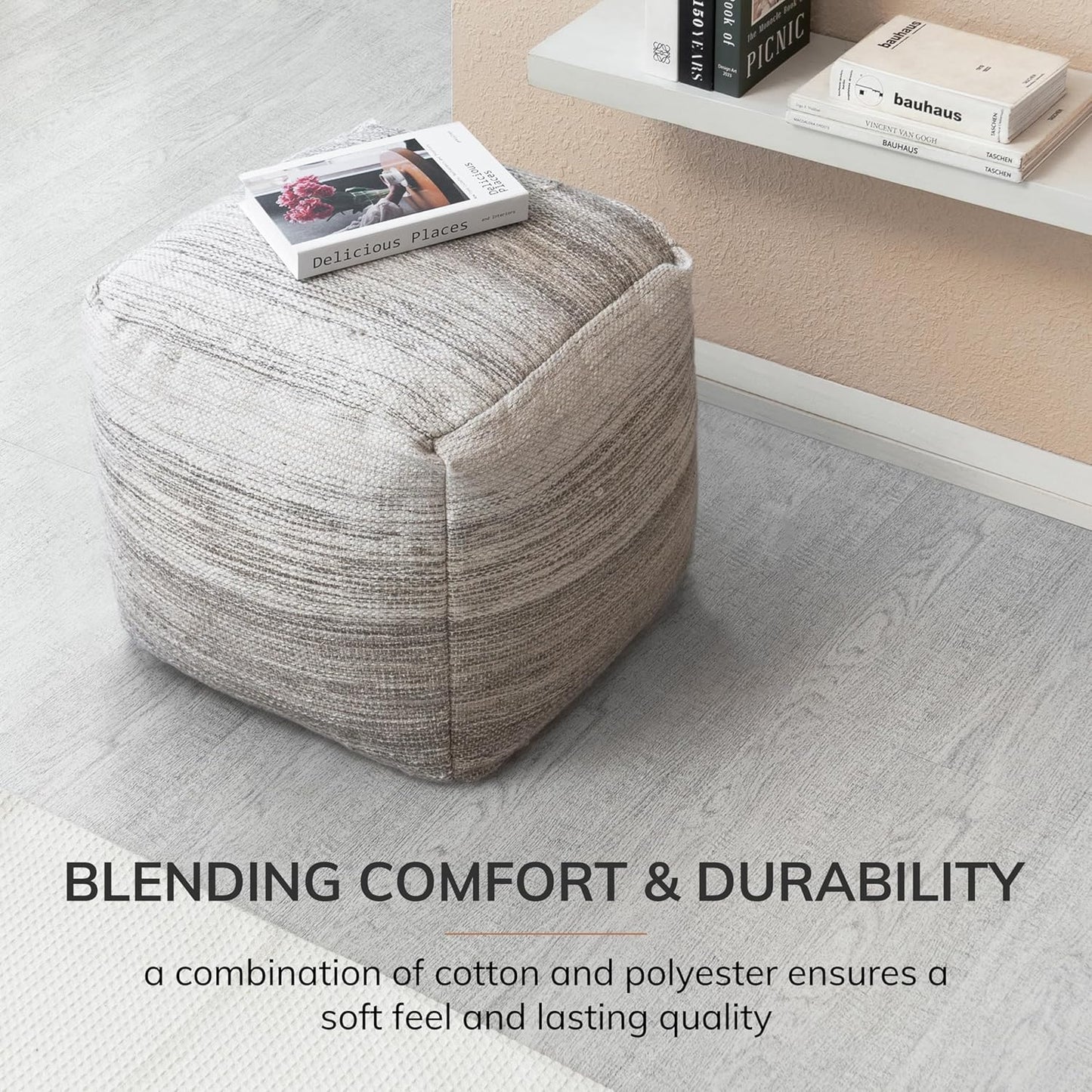 Anji Mountain 20"x20"x20" Handmade & Handcrafted Ottoman Pouf Comfortable Pouf Ottoman Foot Rest & Home Décor Accent for Living Room, Bedroom, Nursery, Kids Room, Patio