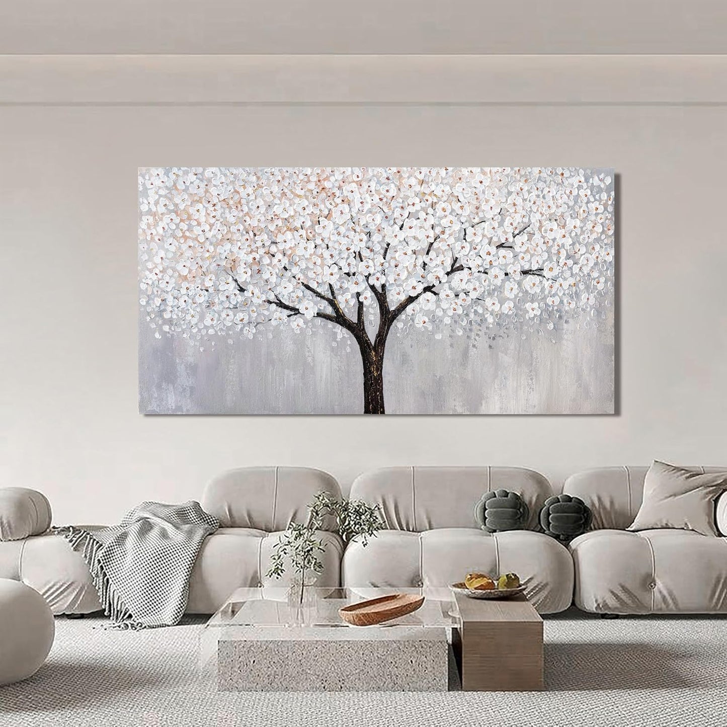 Canvas Wall Art Decor Artwork for Walls Black and White Wall Art Decor Large Tree of Life Wall Art for Living Room Vintage Tree Flower Wall Art Decorations for Room Home Office Wall Decor 29"X58"