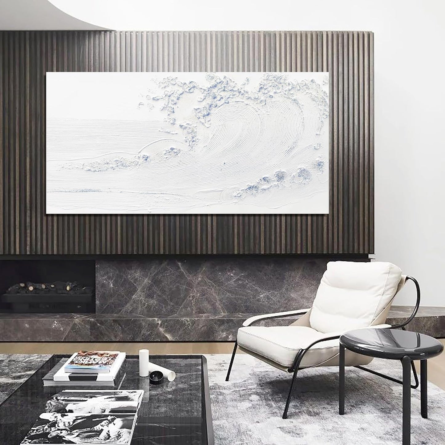 Canvas Wall Art Decor Large Wall Art Pictures for Living Room Wave Artwork for Walls White Blue Wave Wall Art Prints Landscape Coastal Wall Art Decor Art Work for Home Office Room Wall Decor 24"x48"