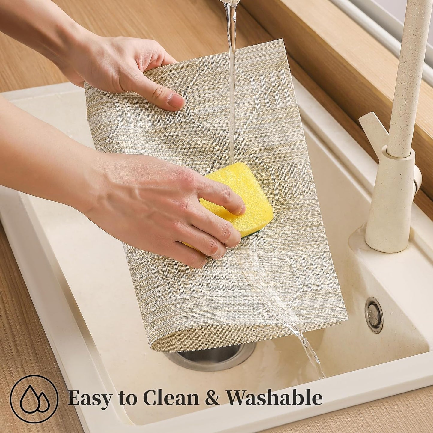 Leetaltree Wheat Placemats Set of 12 - Heat Resistant Non-Slip Place mats for Dining Table, Washable Durable PVC Vinyl Woven Table Mats（Wheat, 12）