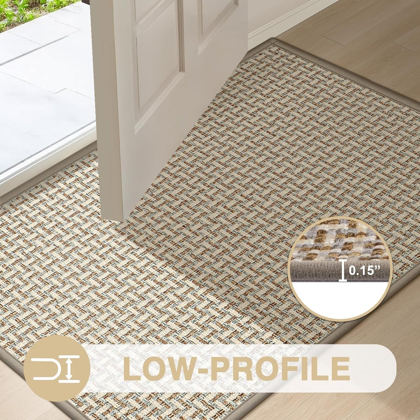 LEKEEPGO Door Mat Indoor Entrance 24"x36", Absorbent Indoor Door Mat, Non Slip Rubber Backing Inside Door Mats, Washable Floor Mat, Low-Profile Doormat for Front Door, Entryway, Entrance, Grey