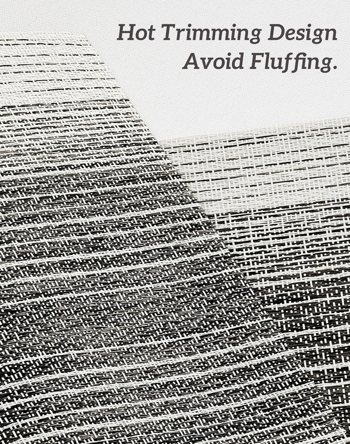 Leetaltree Black with White Woven Placemats Set of 8 - Heat Resistant Non-Slip Place mats for Dining Table, Washable Durable PVC Vinyl Woven Table Mats(Black with White, 8)