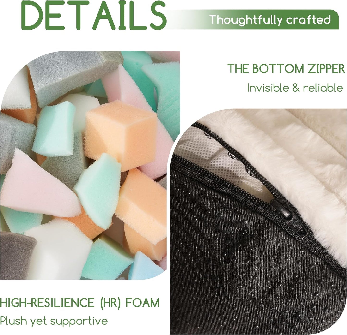 HIGOGOGO Round Stuffed Pouf Ottoman, Stripe Faux Fur Poufs with Foam Chunk Filling, Furry and Fluffy Pouf Foot Stool Storage Ottoman, 26 X 18 Floor Poufs Foot Rest for Living Room, Beige