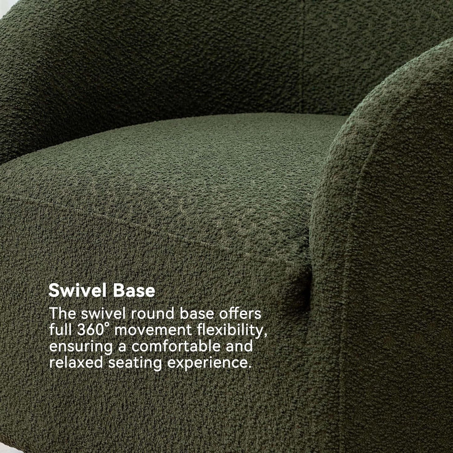 KINWELL 32" Wide Modern Boucle Swivel Barrel Chairs Set of 2, No Assembly Round Upholstered Swivel Accent Armchairs for Living Room, Bedroom (Green)