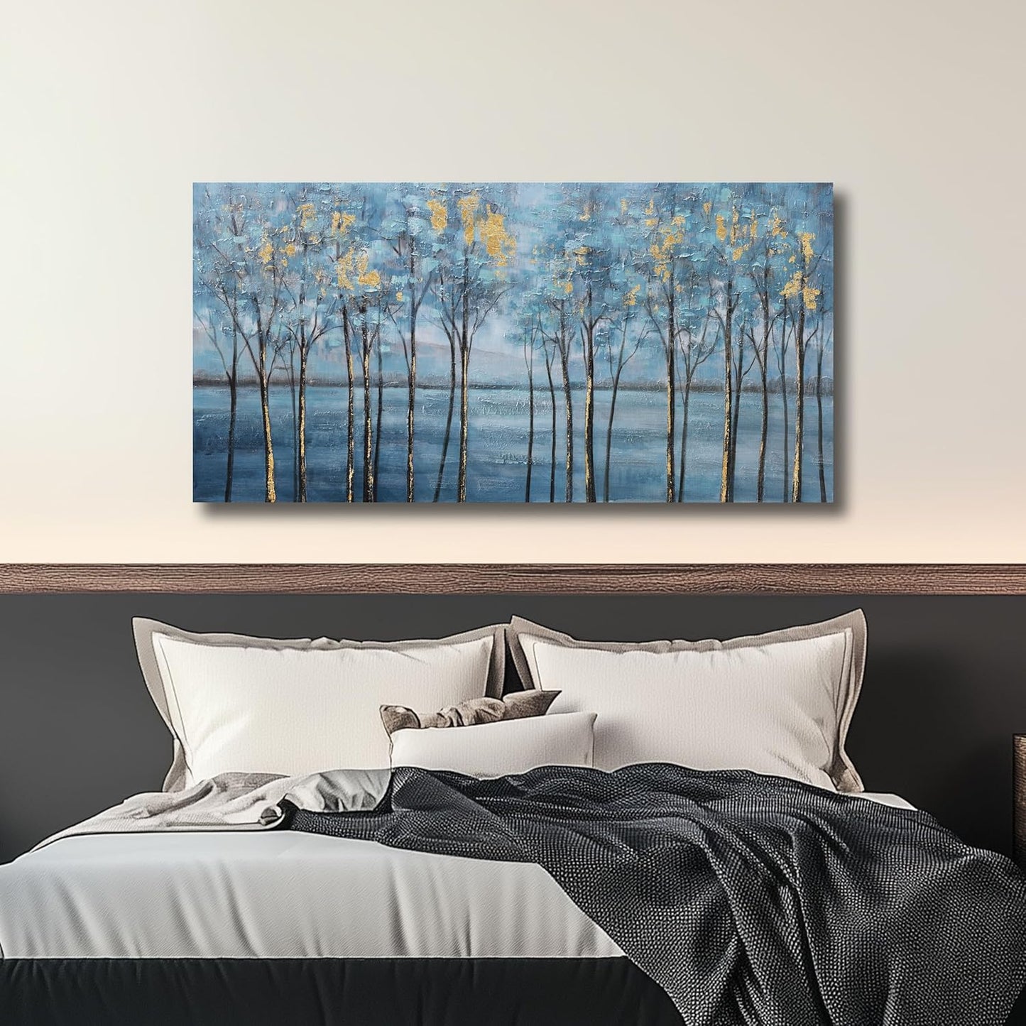 Belmrxne Landscape Canvas Art Blue Tree 30x60inch Living Room Bedroom Dining Room Office Wall Decor