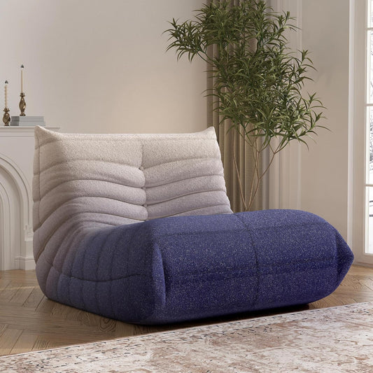 Bean Bag Chair, Fireside Chair Bean Bag Sofa Large Bean Bag Chair for Adults, Bean Bag Chairs for Teens with High Density Comfortable Foam, Memory Foam Bean Bag for Living Room, Bedroom (Blue&White)