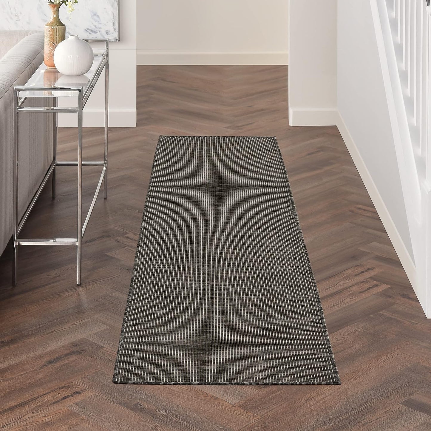 Nourison Home Positano Charcoal 2' x 6' Area Rug Easy Clean, Non Shedding, Bed Room, Living Room, Dining Room, Kitchen (6' Runner)
