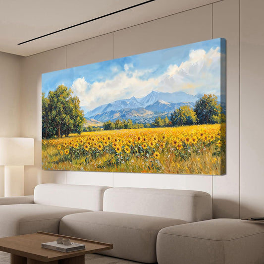 Canvas Wall Art Decor Wall Art Pictures for Living Room Canvas Art Wall Decor Mountain Wildflowers Wall Art Prints Summer Landscape Artwork for Walls Bedroom Home Aesthetic Wall Art Decor 20" X 40"