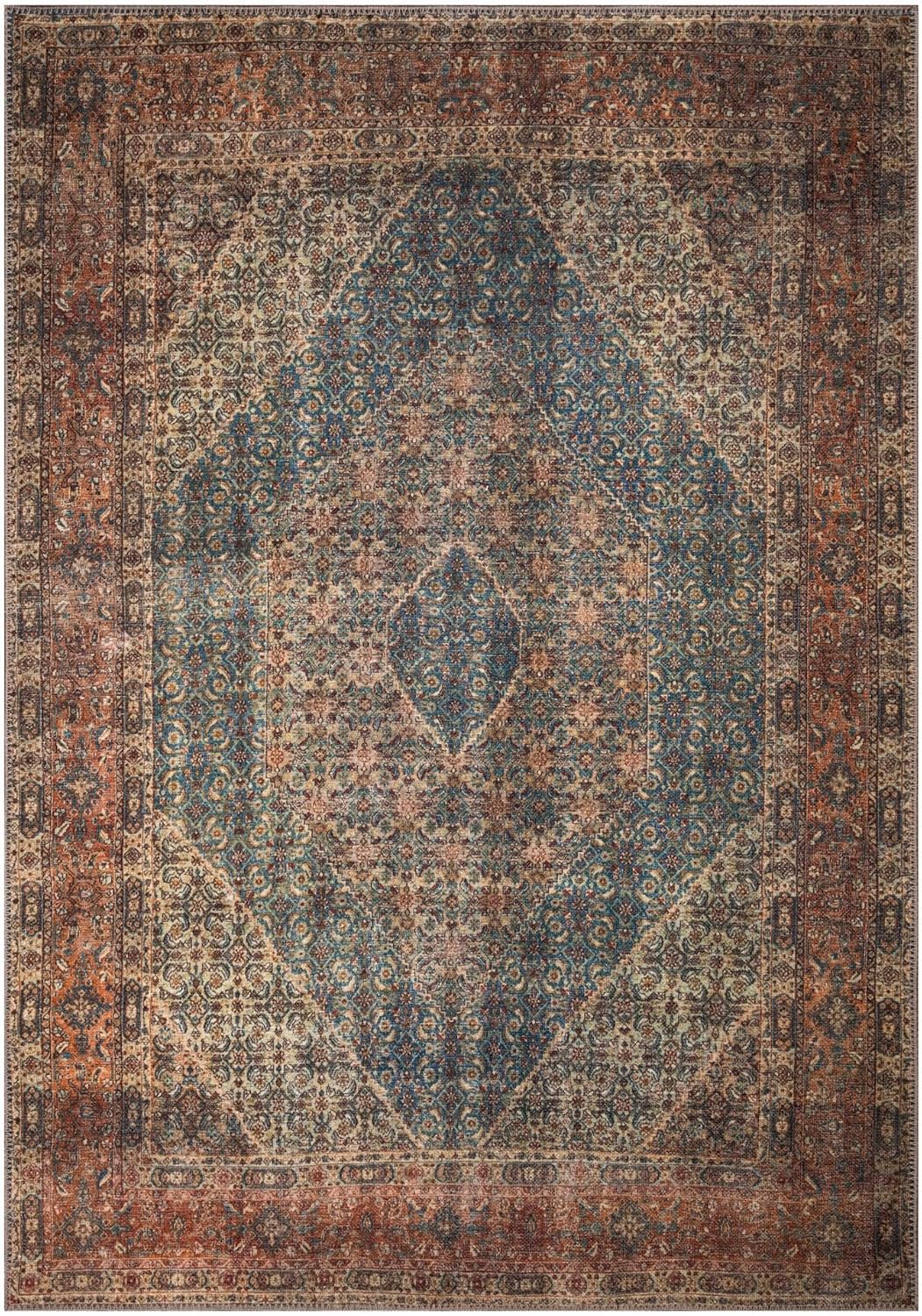 Keen Home Design 2x12 Rug - Machine Washable Runner Rug with Non-Slip Backing, Ideal for Hallway, Entryway, Kitchen, Laundry Room - Vintage, Easy Clean, Durable, Low Pile - (2'6" x 12')