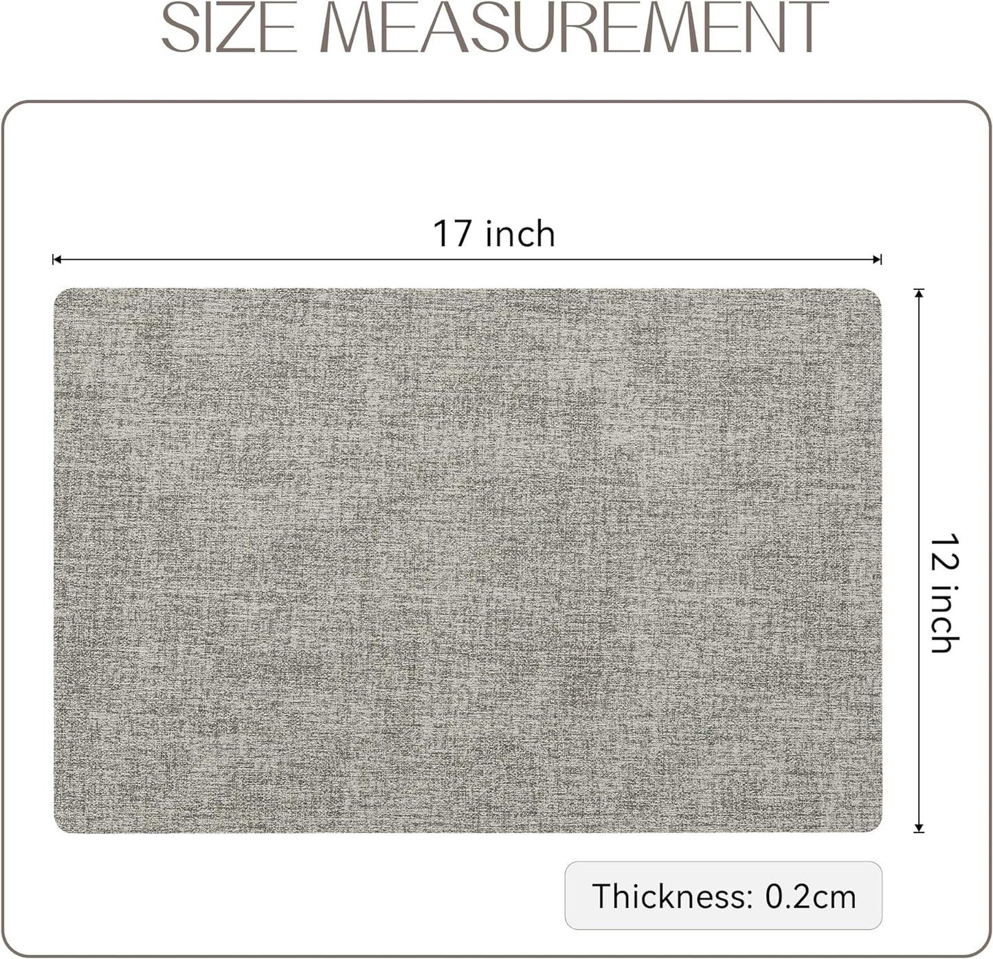 Romanstile Vinyl Placemats Set of 4-12 X 18 Inch - Heat Resistant Place Mats 100% Waterproof Oilproof Wipeable Reversible Faux Leather Table Mats for Kitchen/Dining/Decor/Party/Outdoor, Light Grey