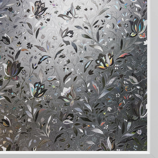 Kromapolis Window Film, Window Privacy Film Frosted, Vinyl Glass Covering, Stained Glass Decorative Film, Static Window Clings, Non-Adhesive (Grayish Black, 29.5 x 78.7 inch)