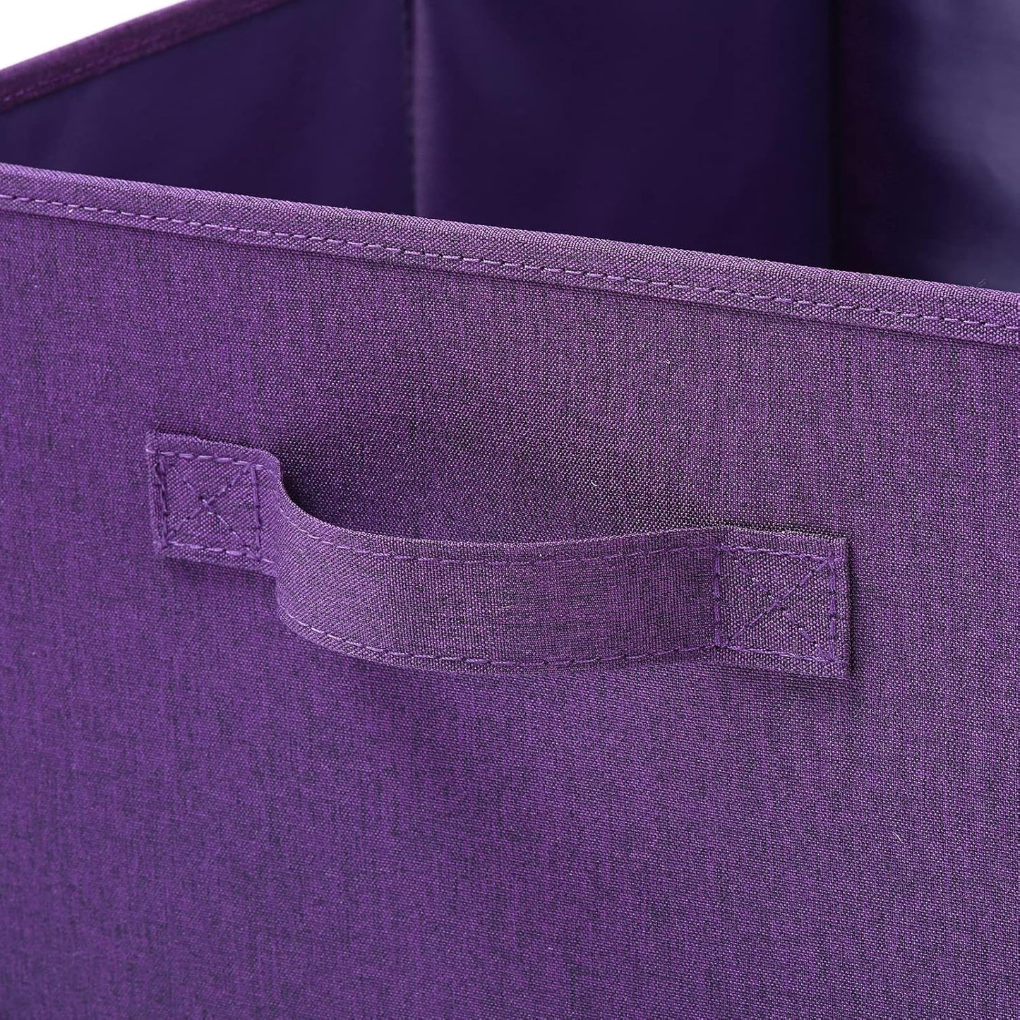 HOONEX Storage Bins with Lids for Organizing, Pack of 2, Storage Boxes with 2 Carry Handles and Sturdy Heavy Cardboard, 16.5" L x 11.8" W x 7.5" H for Shoes, Books, Clothes, Nursery, Dark Purple