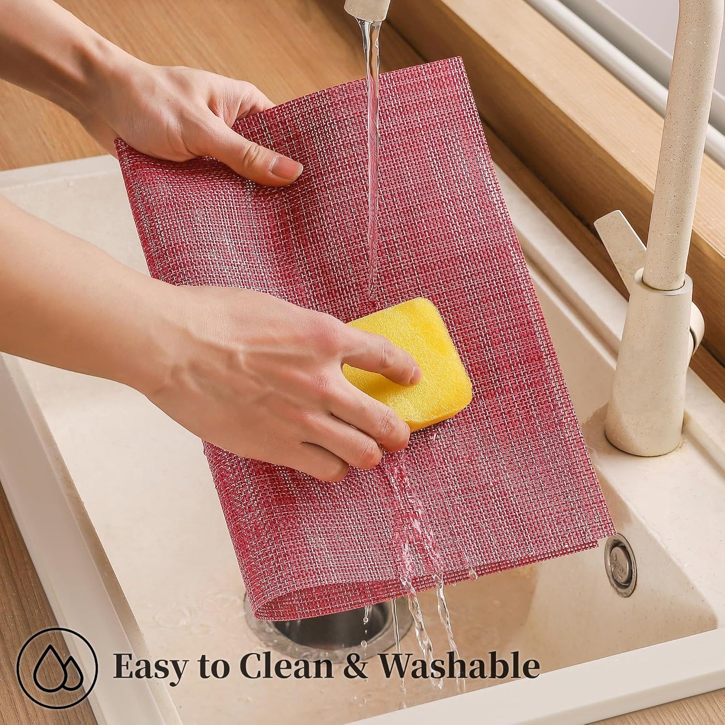 Leetaltree Red Placemats Set of 8 - Heat Resistant Non-Slip Place mats for Dining Table, Washable Durable PVC Vinyl Woven Table Mats（Red, 8）