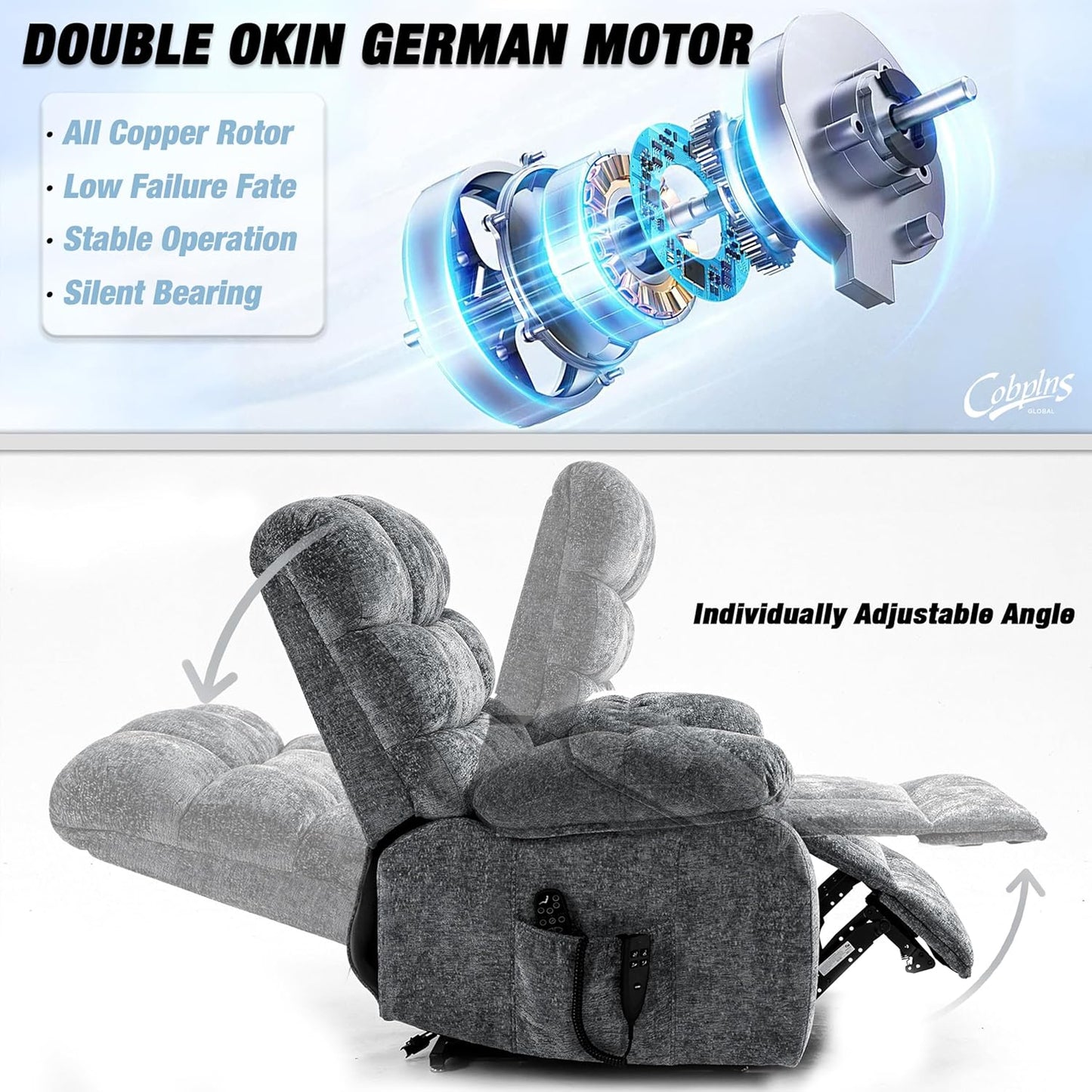 Lazy Boy Recliner Chair with Lumbar Heating ， Adjustment Power Lift Recliner Chair for Elderly/Big and Tall Recliners for People Up to 6'2"/350lb Range