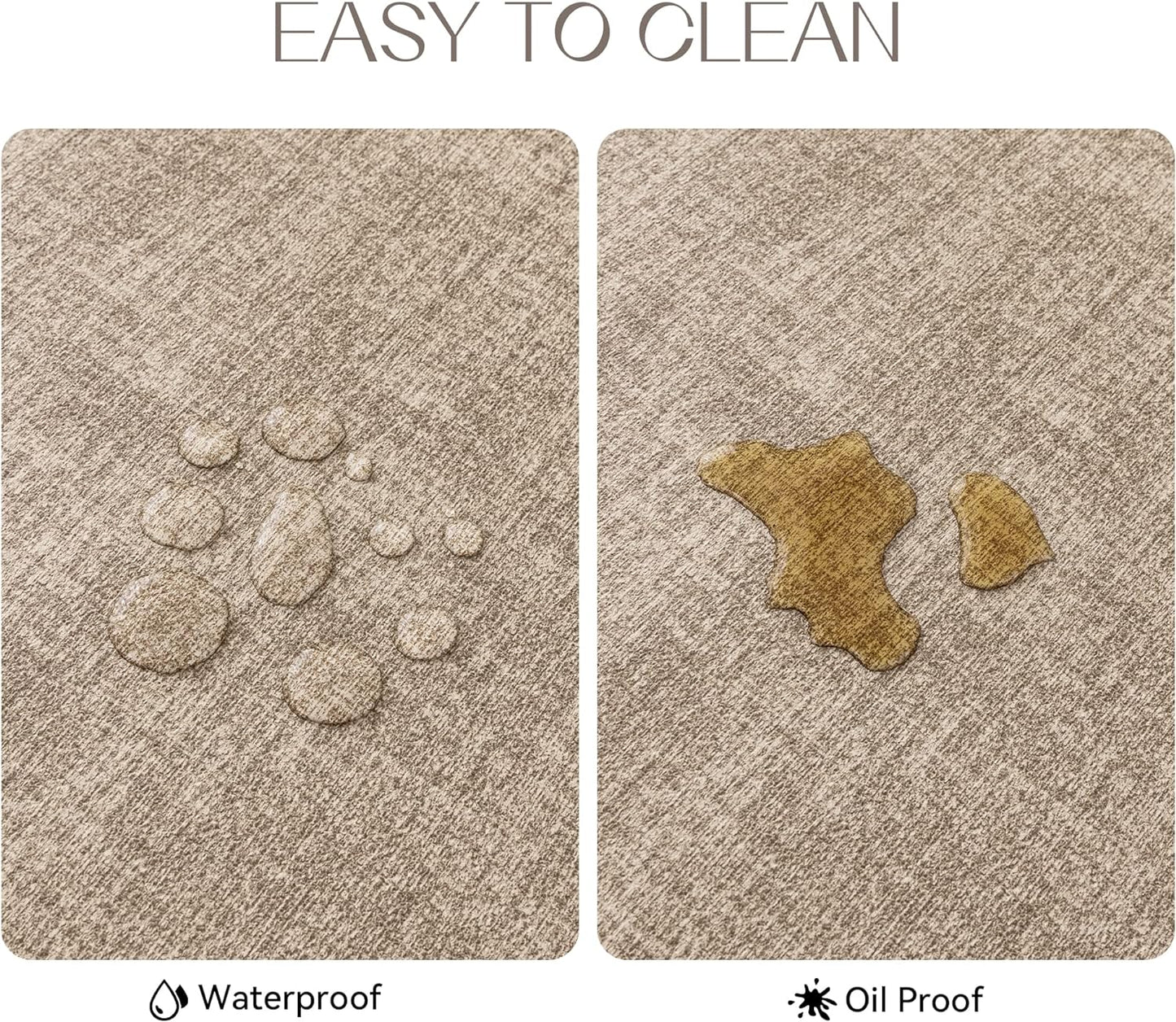 Romanstile Vinyl Placemats Set of 8-12 X 18 Inch - Heat Resistant Place Mats 100% Waterproof Oilproof Wipeable Reversible Faux Leather Table Mats for Kitchen/Dining/Party/Outdoor, Khaki