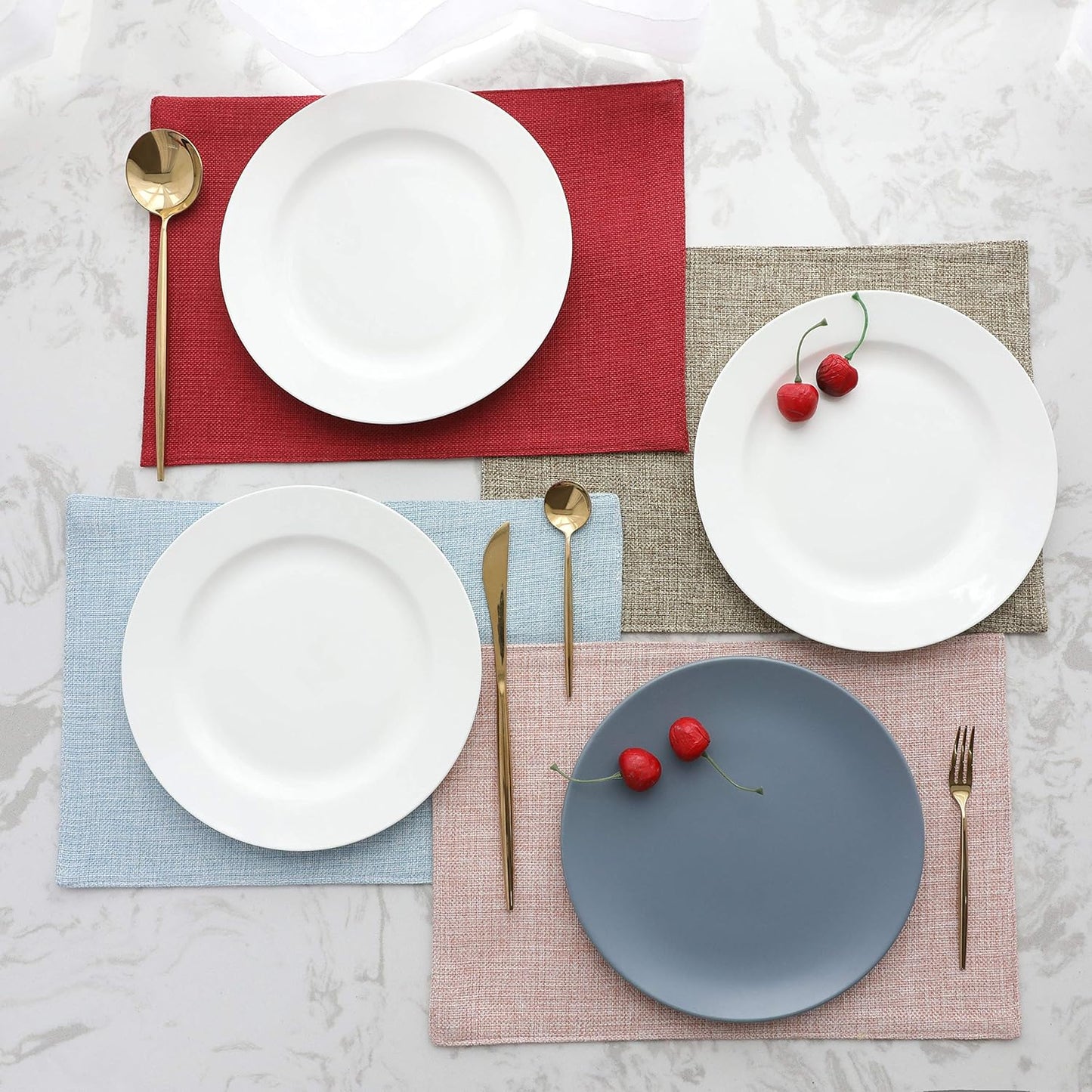 Home Brilliant Placemats Set of 4 Heat Resistant Dining Table Place Mats for Kitchen Table Party Dinner Decorations, 13 x 19 inches, Apricot Pink