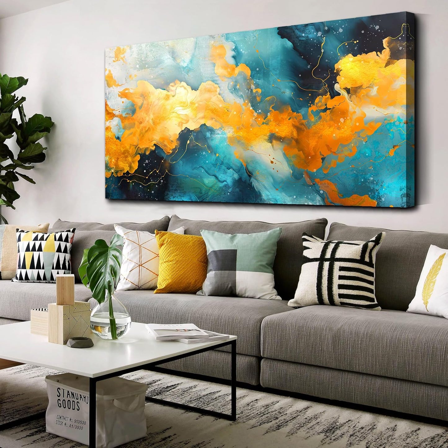 LAOTOART Colorful Wall-Art - Large Abstract Canvas Wall-Art - Paintings for Wall Decorations Ready to Hang Size 29" x 59"