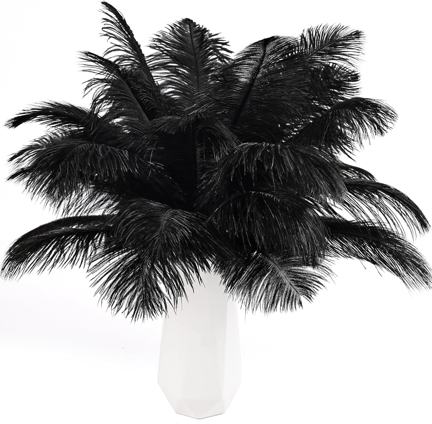 THARAHT Black Ostrich Feathers 24pcs Natural Bulk 10-12Inch 25cm-30cm for Crafts Wedding Party Centerpieces Halloween and Home Decoration Feathers