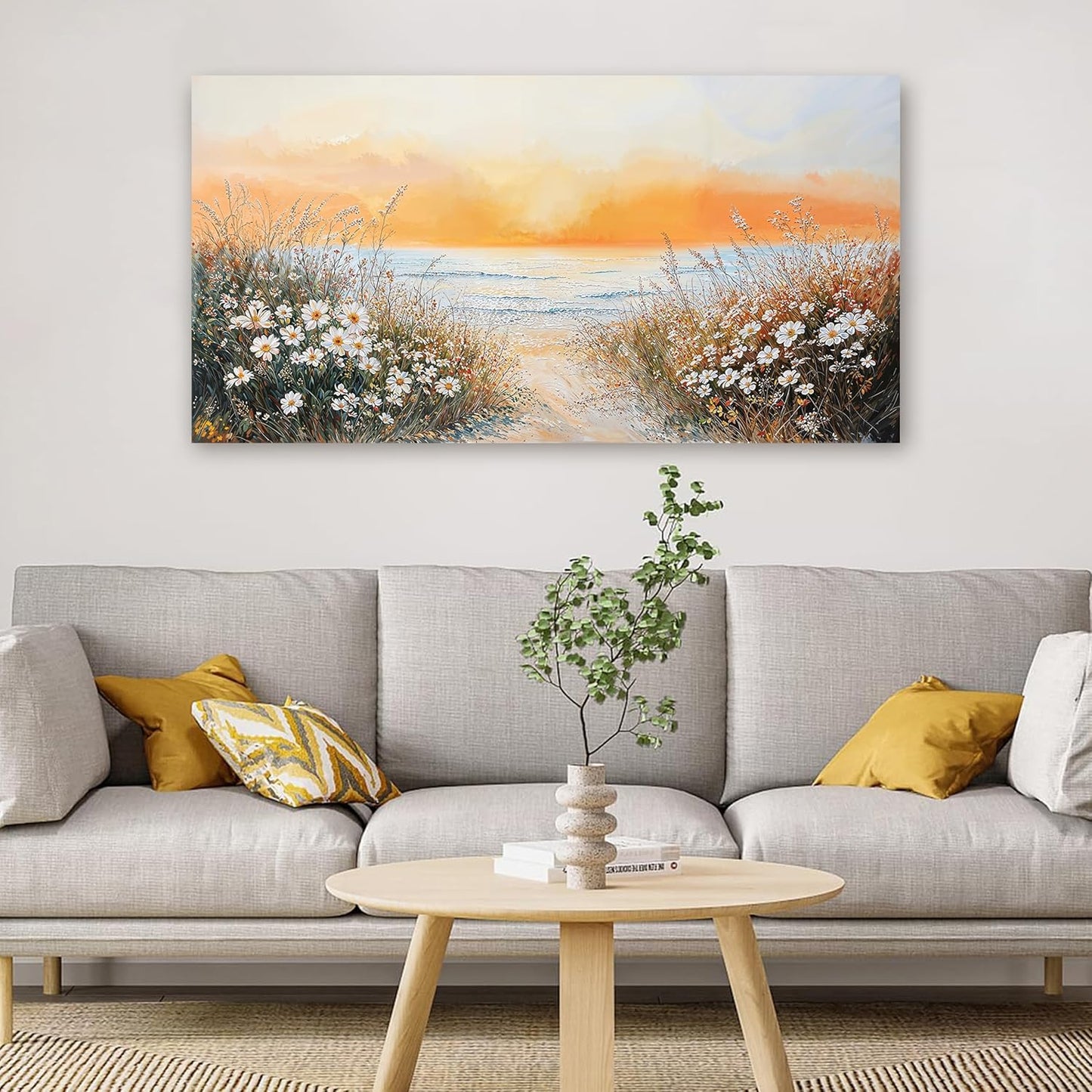 Canvas Wall Art Decor Wall Pictures for Living Room Seaside Artwork for Walls Coastal Beach Wall Art Prints Canvas Art Wall Decor Vintage Landscape Wall Art Decorations Bedroom Home Wall Art Decor 20"X40"
