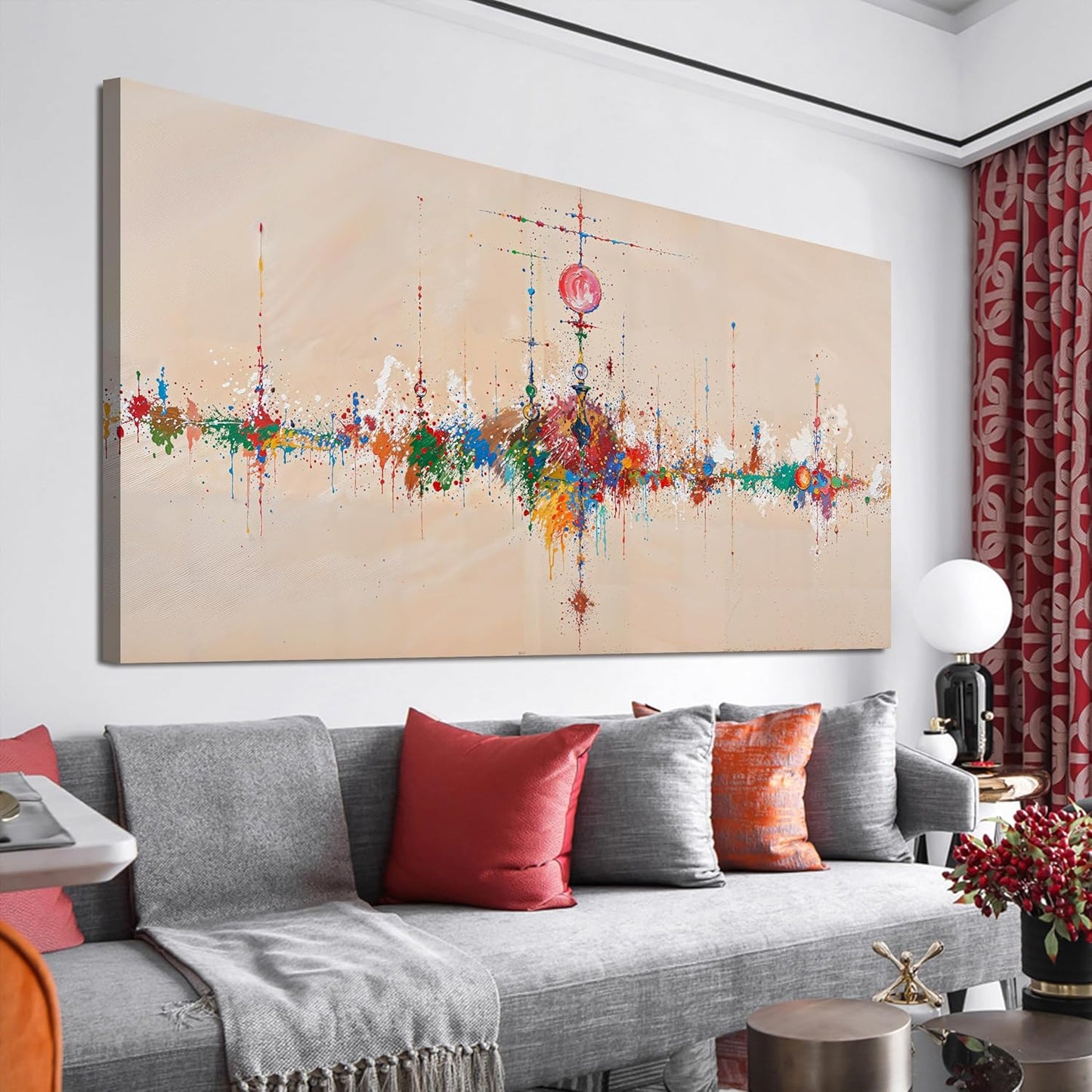 KUPTEU Canvas Wall Art Decor Modern Wall Art Pictures for Living Room Artwork for Walls Large Abstract Colorful Wall Art Prints Abstract Canvas Art Wall Decor Bedroom Home Aesthetic Decor 24" X 48"