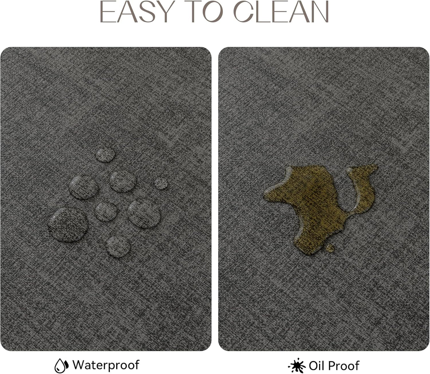 Romanstile Vinyl Placemats Set of 12-12 X 18 Inch - Heat Resistant Place Mats 100% Waterproof Oilproof Wipeable Reversible Faux Leather Table Mats for Kitchen/Dining/Party/Outdoor, Charcoal