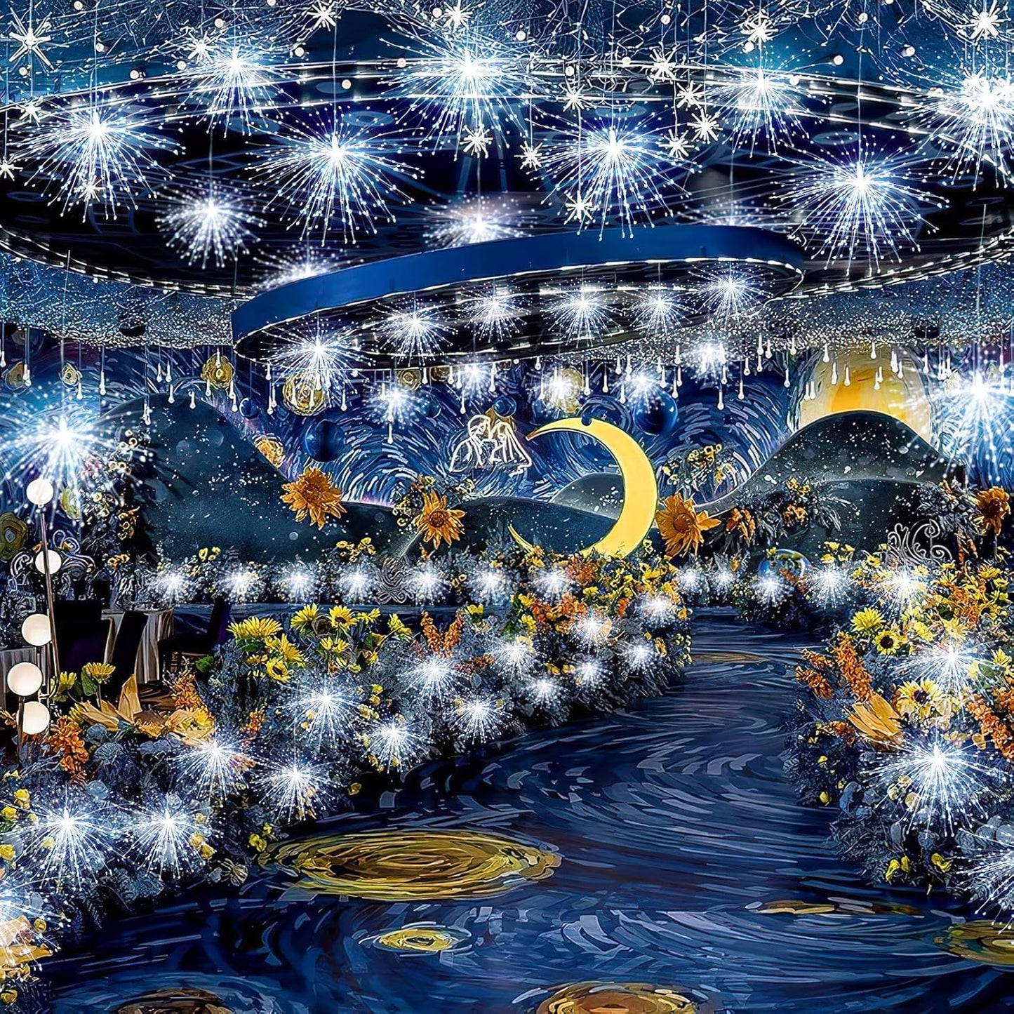 Techip 4 Pcs 225LED Battery Operated Fairy Lights With Remote - Indoor Outdoor Hanging Decor for Wedding, Bedroom, Patio, Garden, Christmas, Halloween (Cool White, 4pcs)