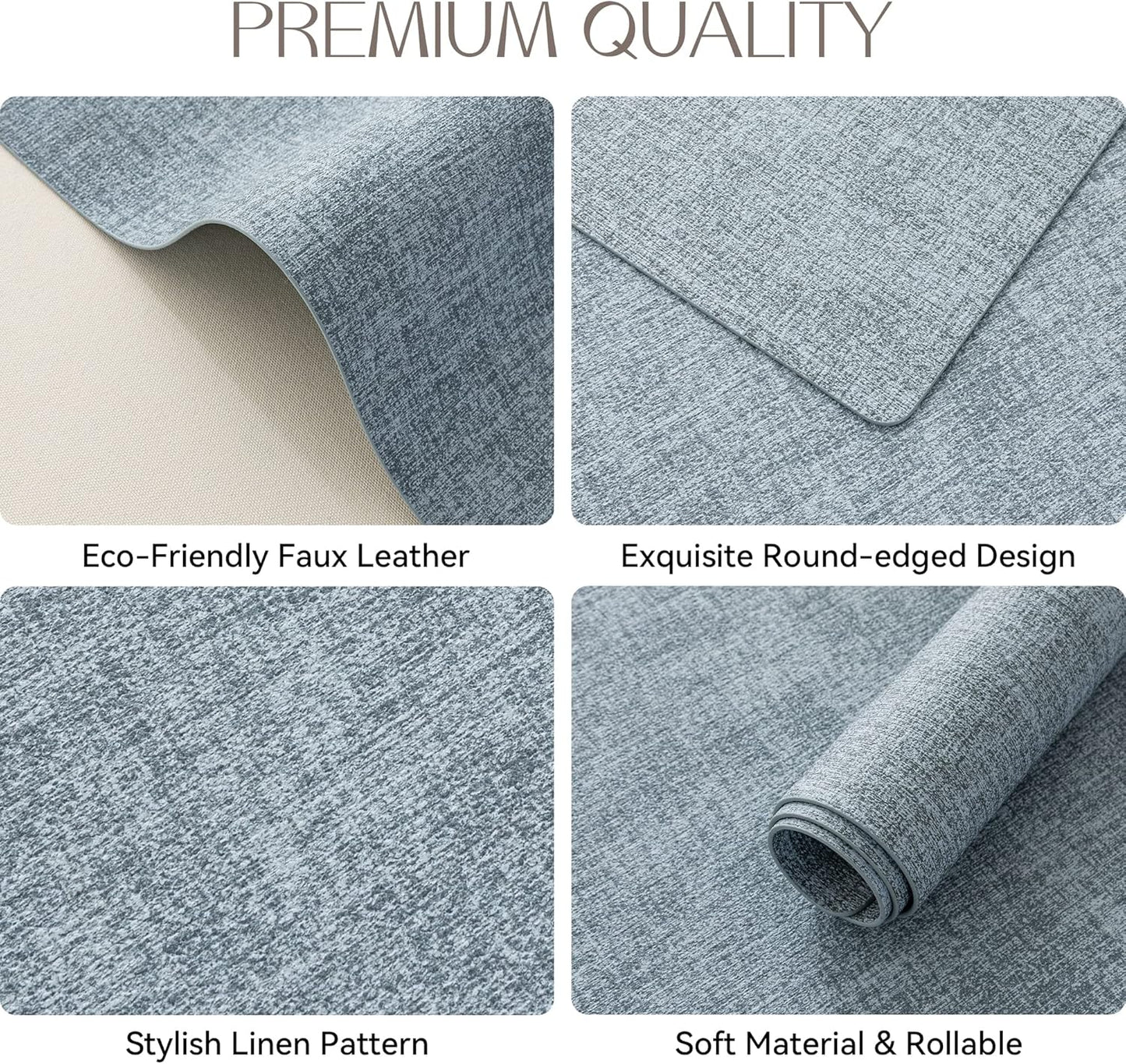 Romanstile Vinyl Placemats Set of 12-12 X 18 Inch - Heat Resistant Place Mats 100% Waterproof Oilproof Wipeable Reversible Faux Leather Table Mats for Kitchen/Dining/Party/Outdoor, Sky Blue