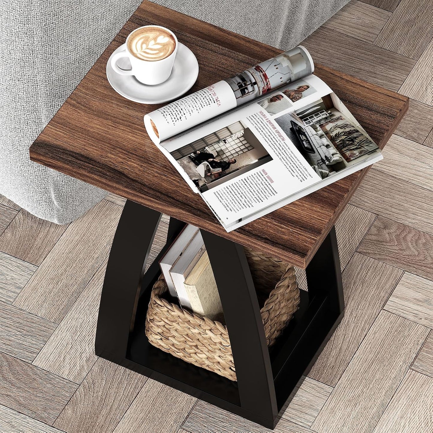 End Table, Side Table, Nightstand, Sofa Side Table with Shelf, Modern End Table for Living Room, Bedroom