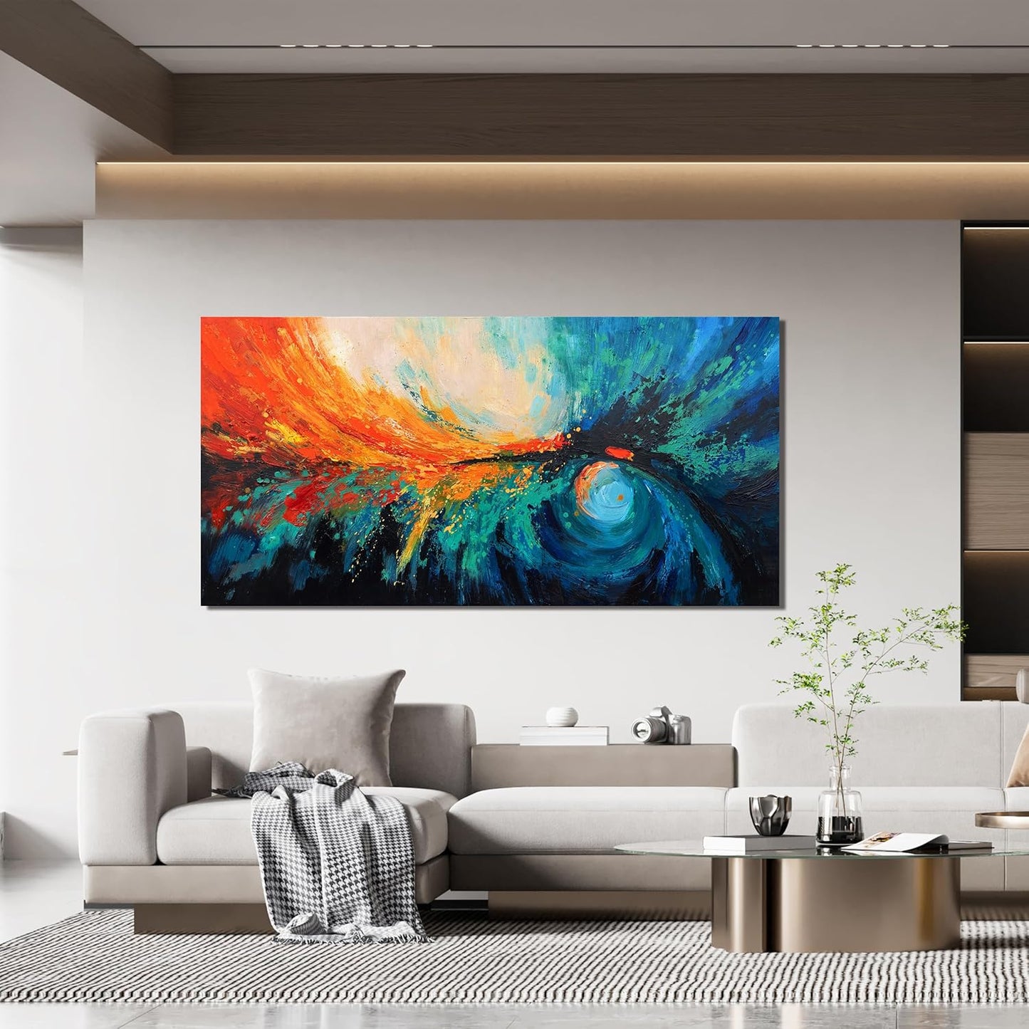 Canvas Wall Art Decor Wall Art Pictures For Living Room Blue Green Wall Art Decor Canvas Abstract Art Work Colorful Abstract Wall Art Paintings Prints For Bedroom Office Kitchen Wall Decor 20" x 40"