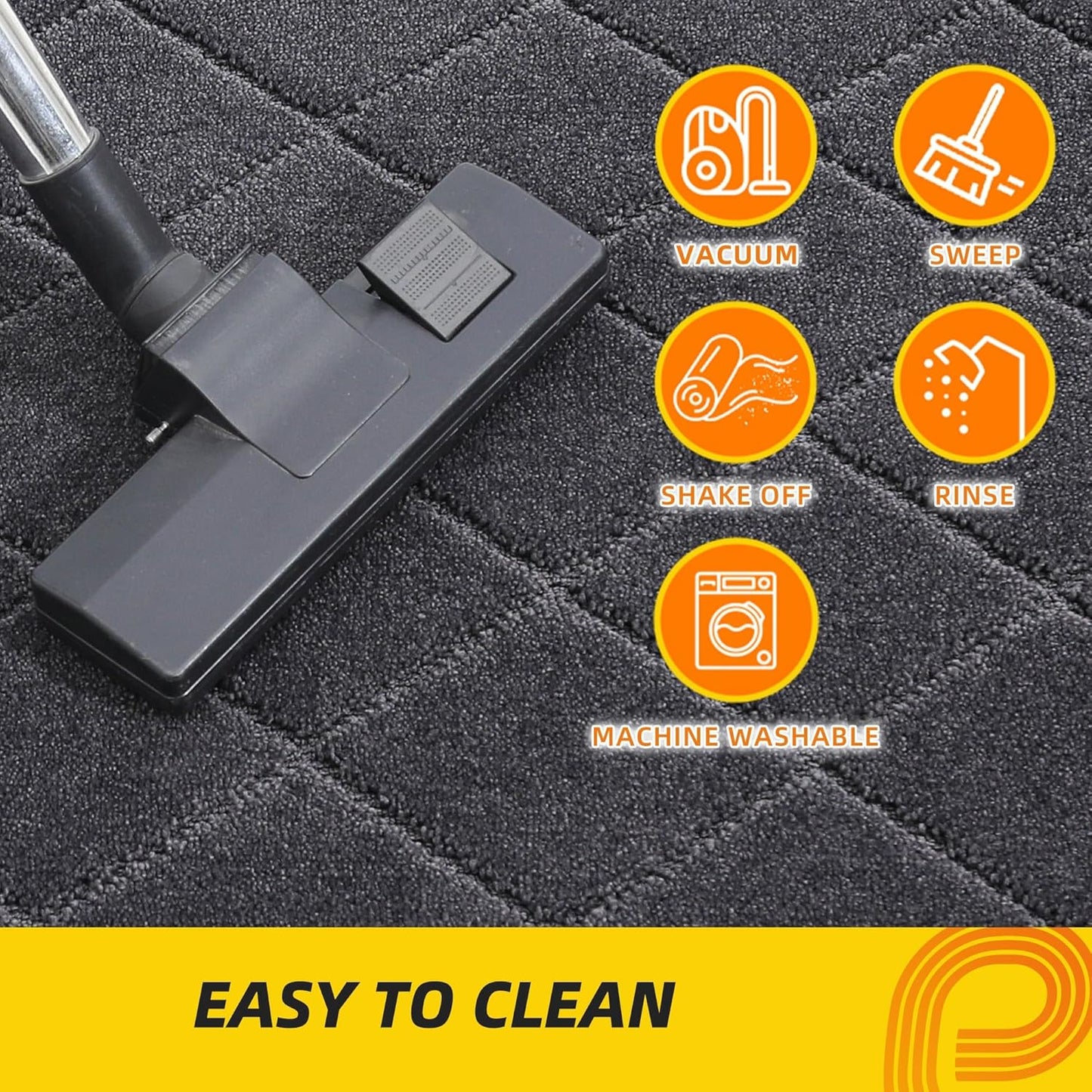 JSEI Dirt Trapper Door Mat 36"x60", Non-Slip Washable Entryway Mats, Dog Door Mat, Stain Resistant and Absorbent Floor Mats, Low Profile Welcome Mat for Front Back Door, Dark Grey