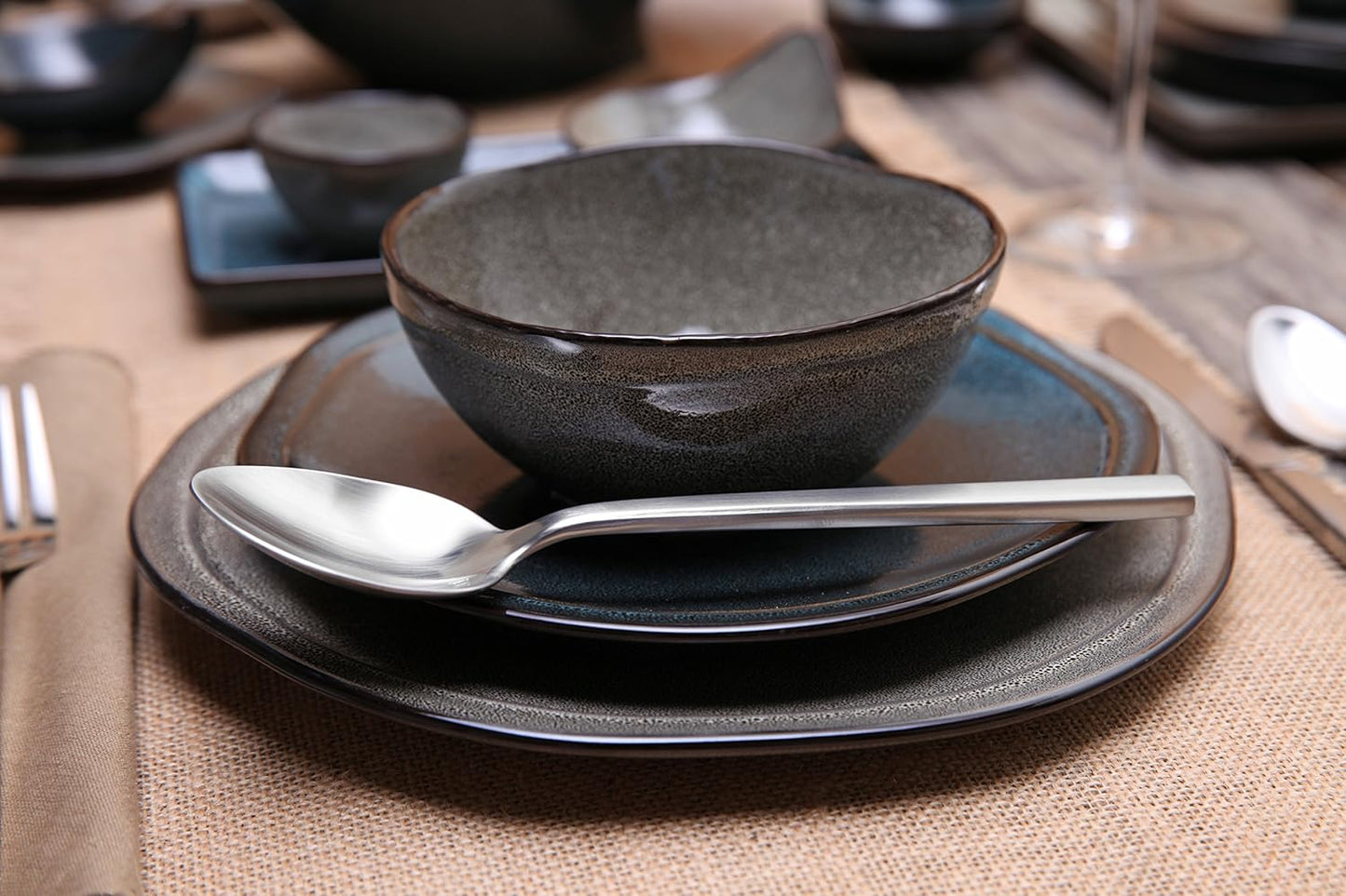 FORTESSA Arezzo 18/10 Stainless Steel Flatware, 20 Piece Place Setting With Table Knives, Forks and Spoons (Service For 4), Dishwasher Safe, Brushed