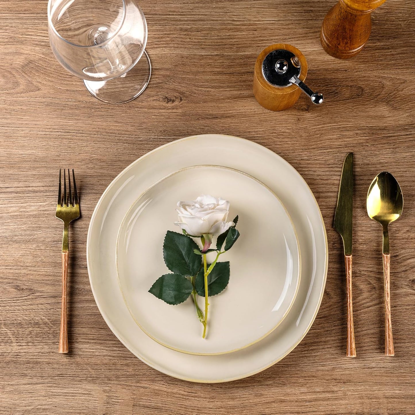 AmorArc Ceramic Dinnerware Sets,Handmade Reactive Glaze Stoneware Plates and Bowls Sets,Highly Chip and Crack Resistant | Dishwasher & Microwave Safe Dishes Set,Service for 6 (18pc)