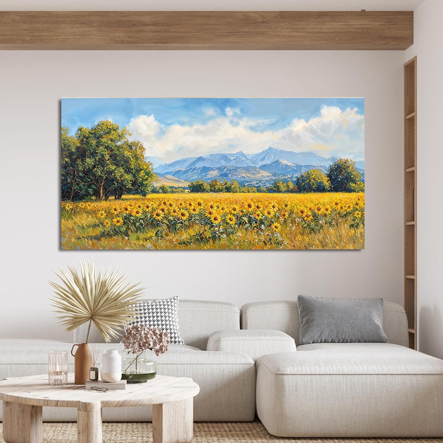 Canvas Oversized Wall Art Decor Large Wall Art Pictures for Living Room Canvas Art Wall Decor Mountain Wildflowers Wall Art Prints Landscape Artwork for Walls Bedroom Home Aesthetic Wall Art Decor 29"X58"