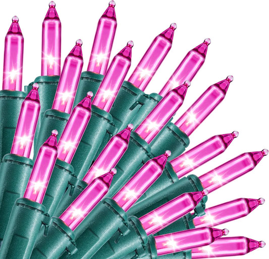 Joiedomi Pink Christmas String Lights,200(2x100) 42.8FT Valentines Day Fairy Tree Lights Plug in for Indoor Outdoor Xmas Valentines Decor Patio Holiday Theme Party Yard House,Green Wire