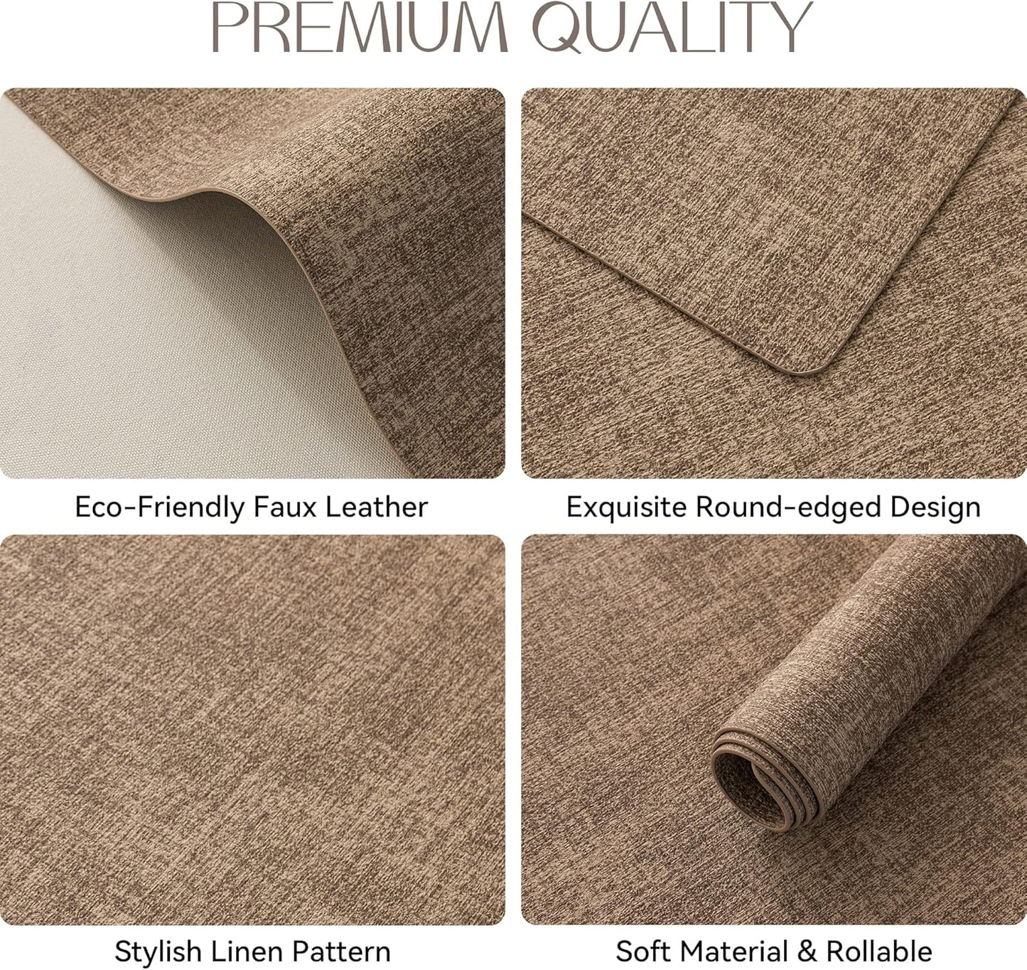 Romanstile Vinyl Placemats Set of 6-12 X 18 Inch - Heat Resistant Place Mats 100% Waterproof Oilproof Wipeable Reversible Faux Leather Table Mats for Kitchen/Dining/Party/Outdoor, Coffee