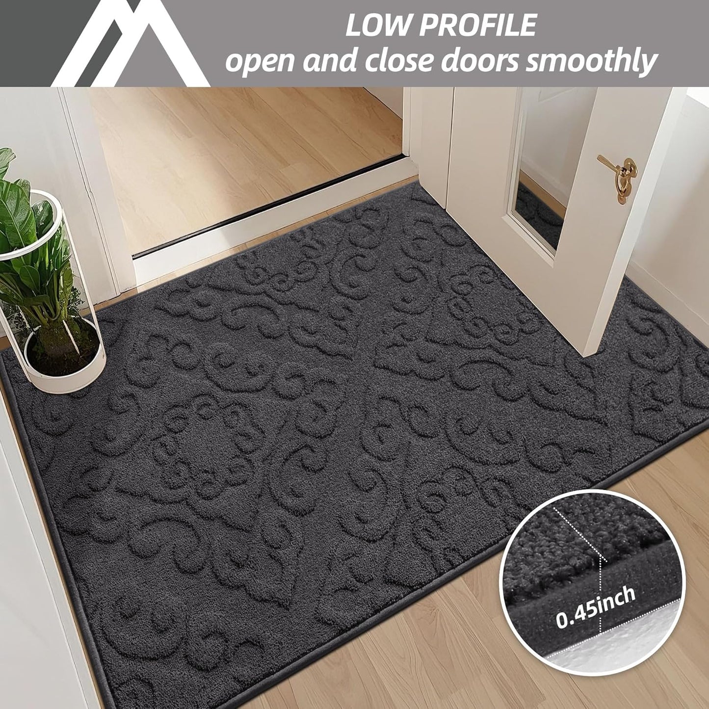 COSY HOMEER-Door-Mat-Non-Slip-Entryway-Rug 36”x60” Absorbent Welcome Mats Washable Dirt Trapper Door Mat Entrance Floor Mats for Front Back Doormats and Wet Shoes,Dark Grey