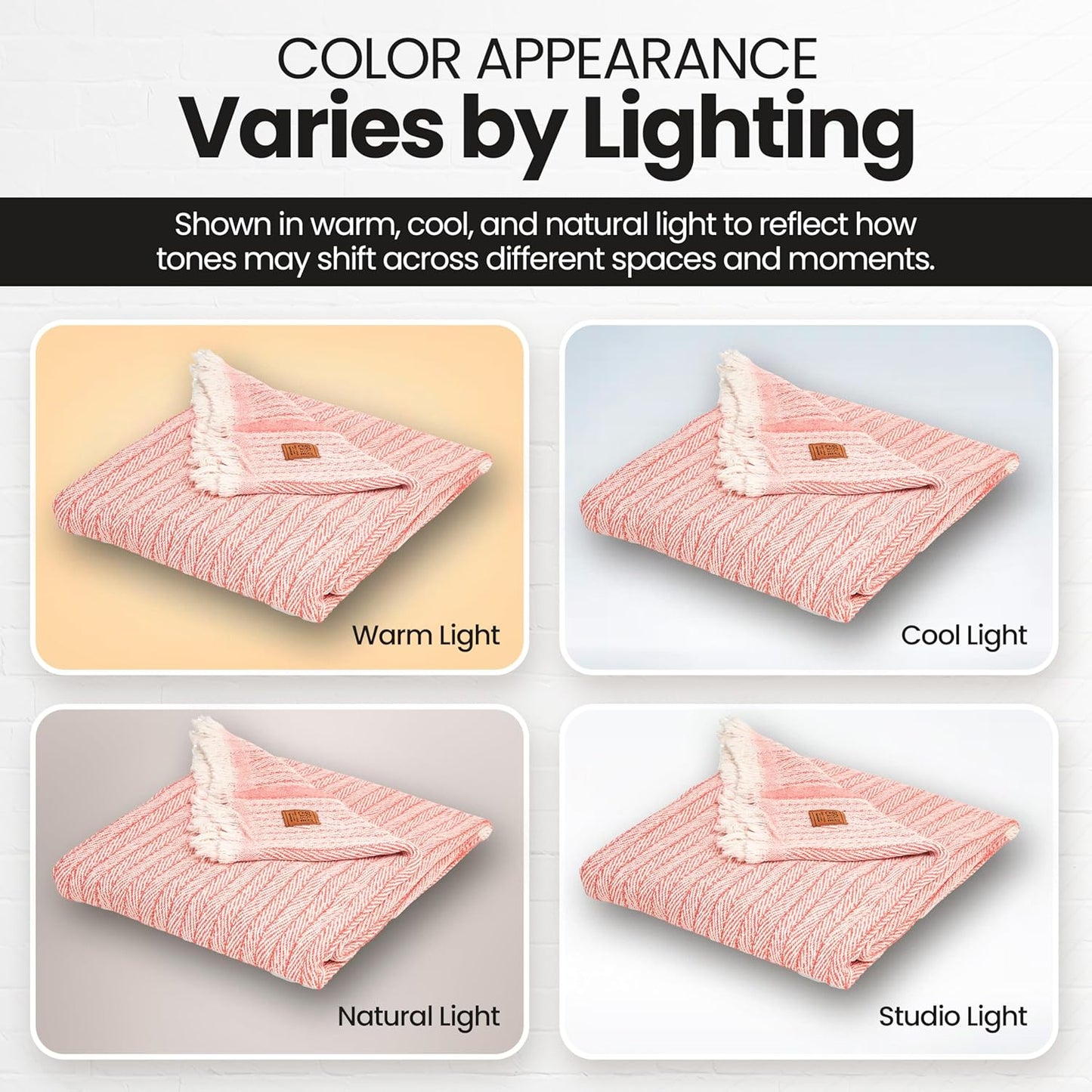 Gold Case Throw Blanket for Couch – 100% Recycled Turkish Cotton Blankets & Throws – Elegant Decorative Throw Blankets for Living Room Sofa – Woven Throws for Couch – Vintage Orange – 50x60