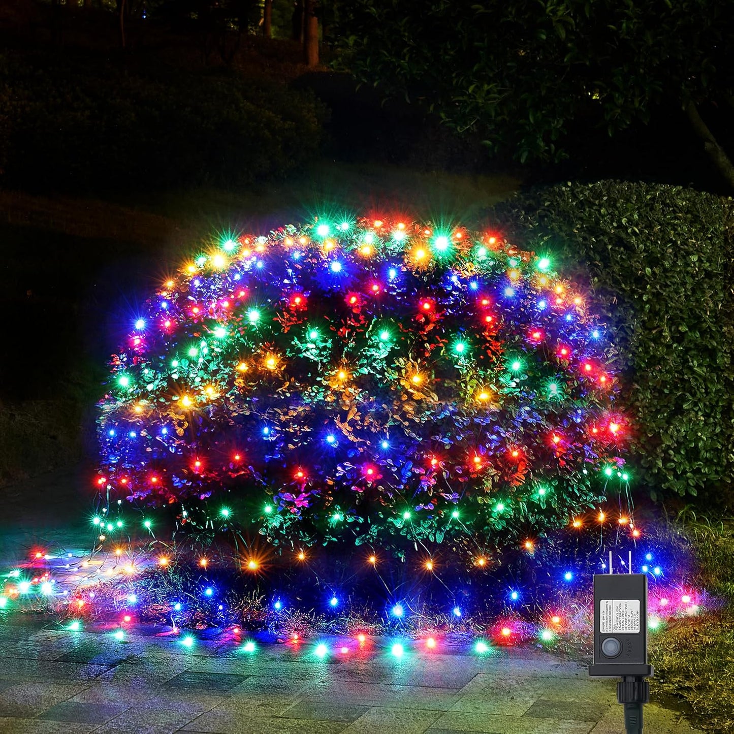 WBao Christmas Lights Outdoor, 200LED 8.4ft x 5.2ft Christmas Net Lights with 8 Modes, Timer, End to End Connectable, Waterproof LED Net Lights for Lawn, Bushes, Trees Xmas Decorations, Multicolor