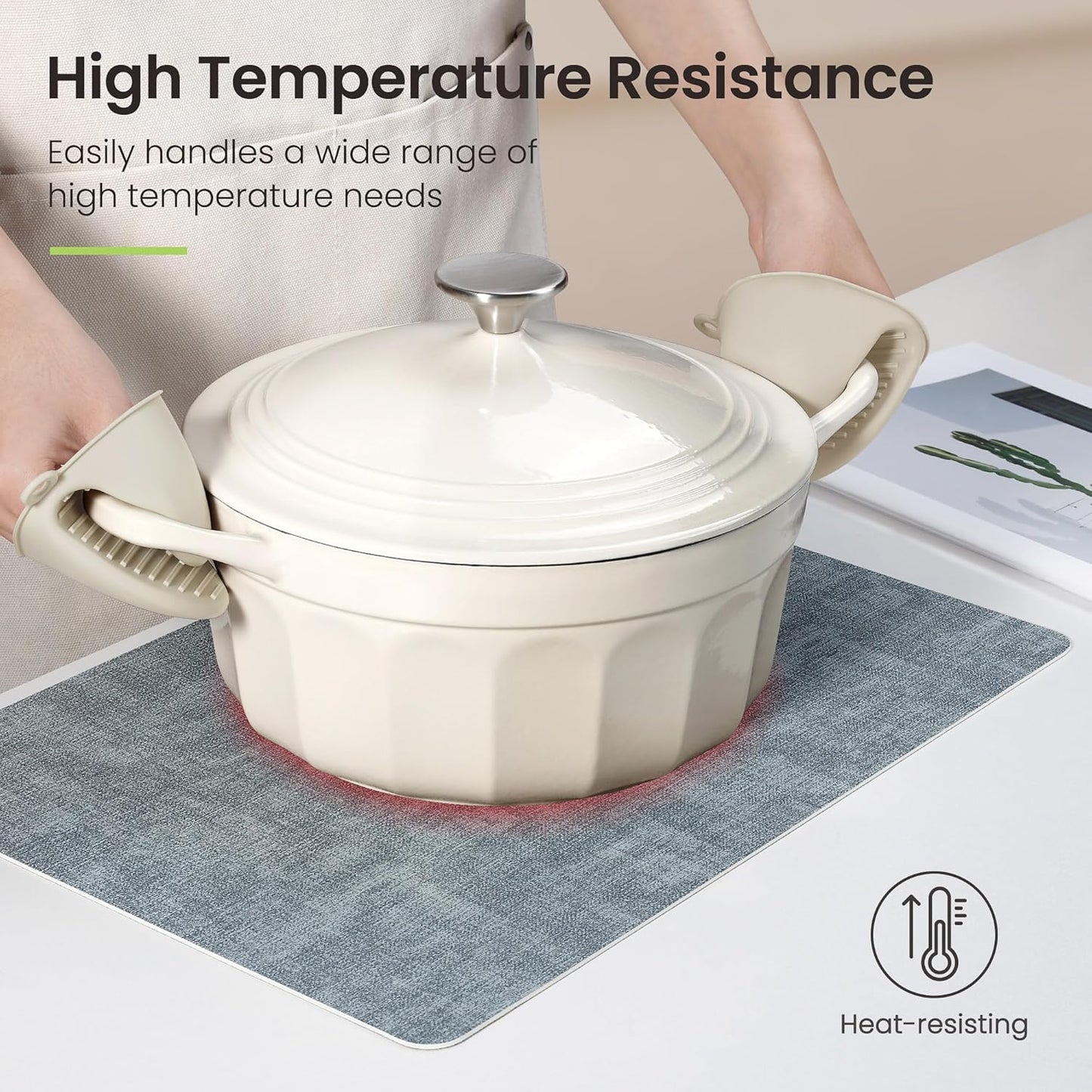 Faux Leather Dual Sided Placemats Set of 6, Square Non-Slip Heat Resistant Placemats with Coaster, Reversible wipeable Waterproof Table Mats for Kitchen, Dining, Outdoor (6, Black Light Blue)