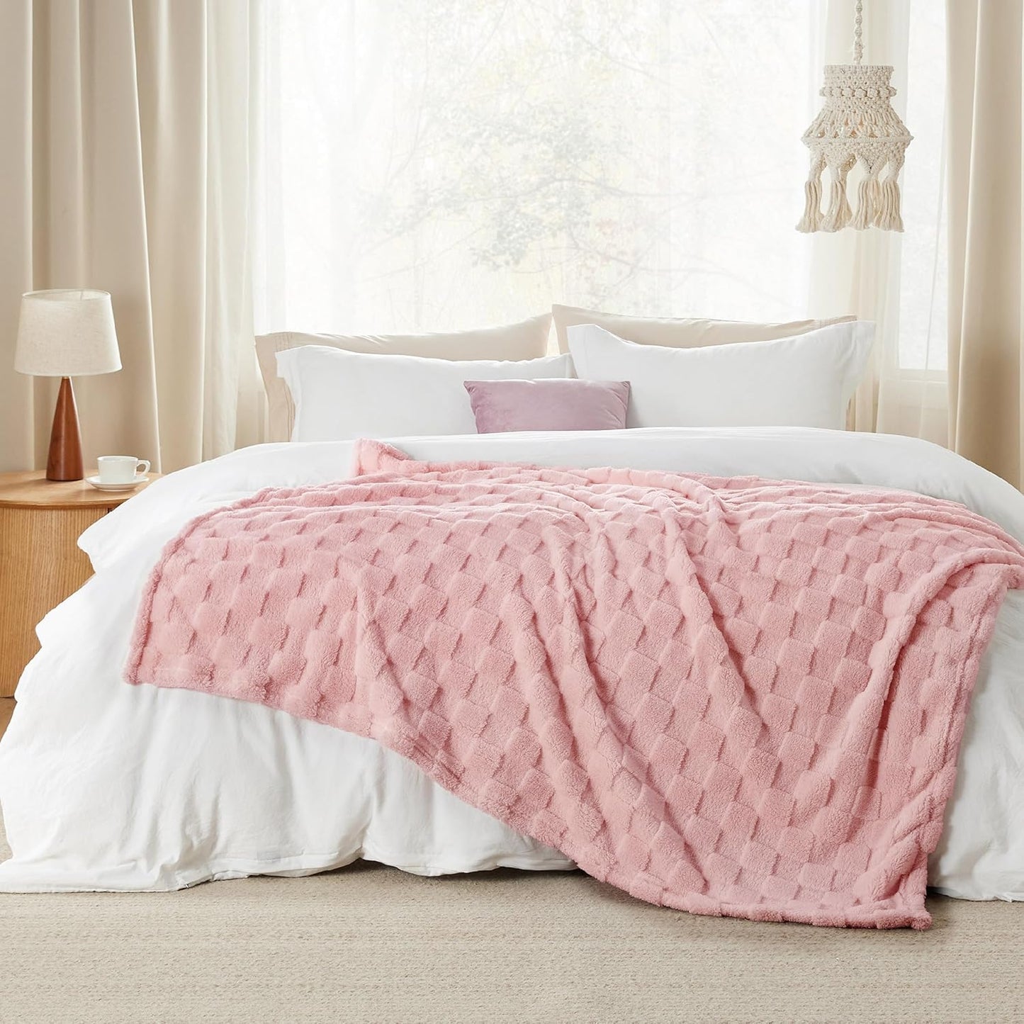 Bedsure GentleSoft Twin Blanket for Bed Blush Pink - Super Soft Cozy Blankets for Women Men Girls, Cute Fuzzy Fleece Throws for Bedroom Couch, 60x80 Inches