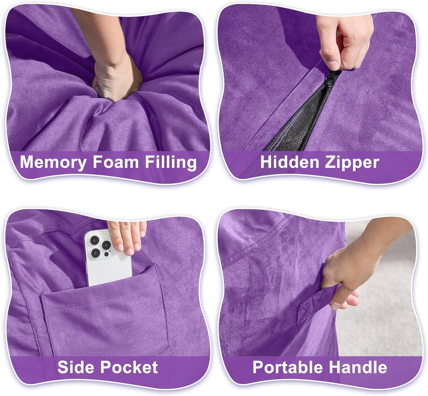 Hobestluk 3FT Bean Bag Chair Giant Bean Bag Chairs for Adults Large Bean Chairs with Removable Cover, Beanbag Chair with Filler, Adult Bean Bag Chairs for Living Room, Bedroom