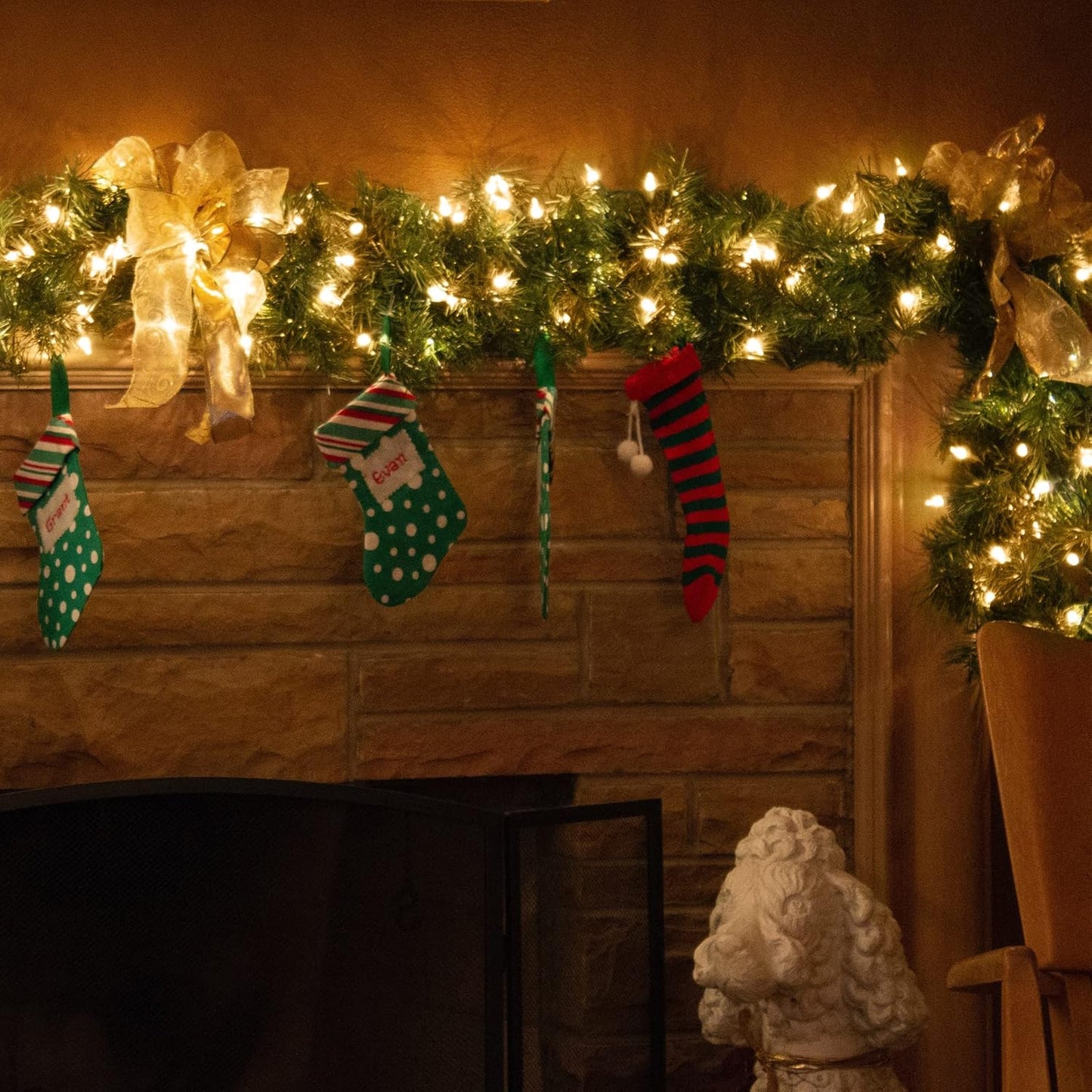 WATERGLIDE 4 Pack 50LED Outdoor Christmas Lights, 16FT Battery Operated Mini String Lights with 8 Modes & Timer, Xmas Tree Lights Waterproof for Patio Garden Party Wedding Holiday Decor, Warm White