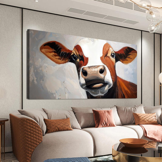 Canvas Wall Art Decor Canvas Abstract Large Living Room Decor Wall Highland Cow Modern Abstract Wall Art Black And White Wall Art Canvas Print Work For Home Kitchen Office Wall Decor 29" X 58"