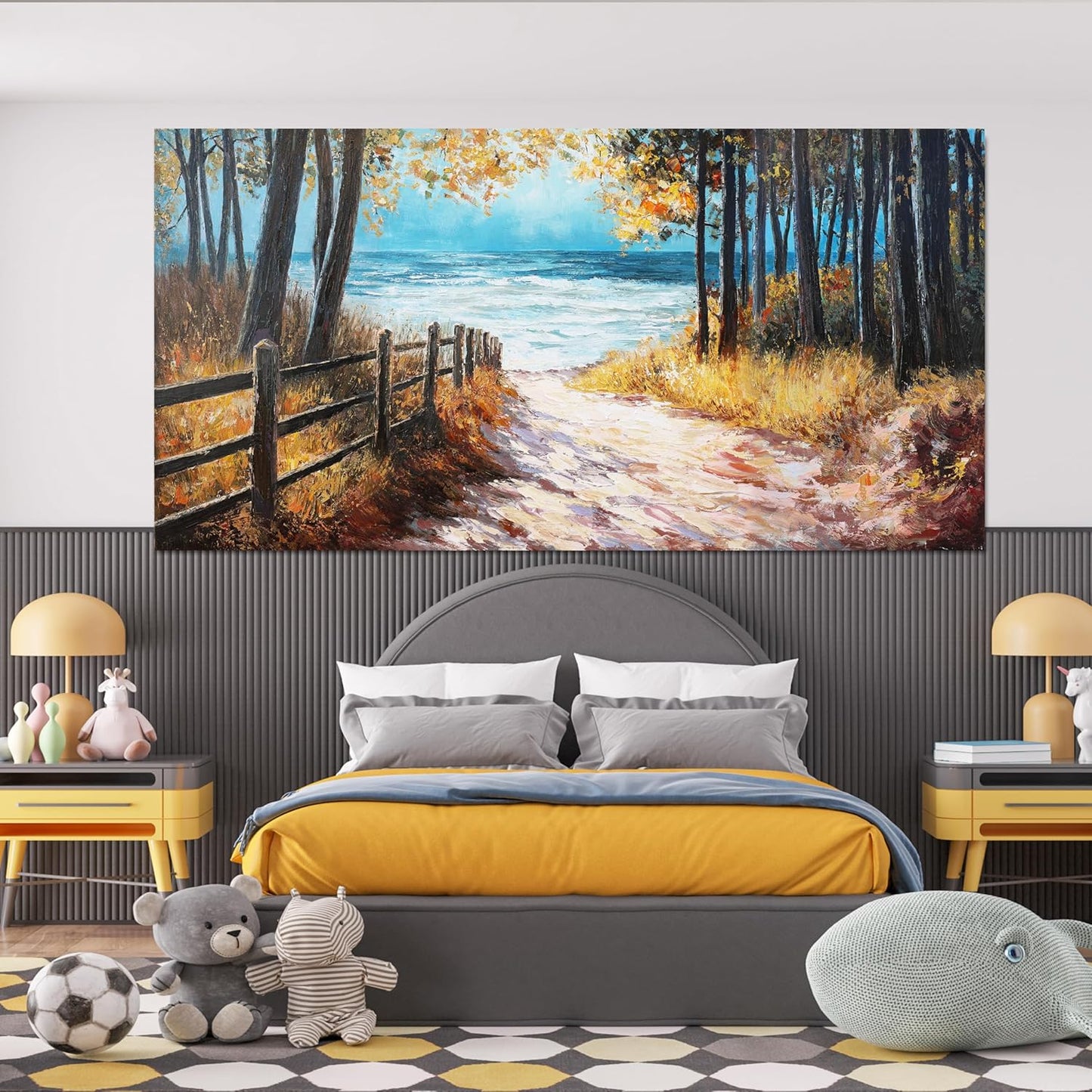 Canvas Wall Art Decor Artwork for Walls Large Coastal Beach Wall Art for Living Room Nature Landscape Forest Wall Art Decor Canvas Modern Art Wall Decor Prints for Home Office Room Wall Decor 29"X58"