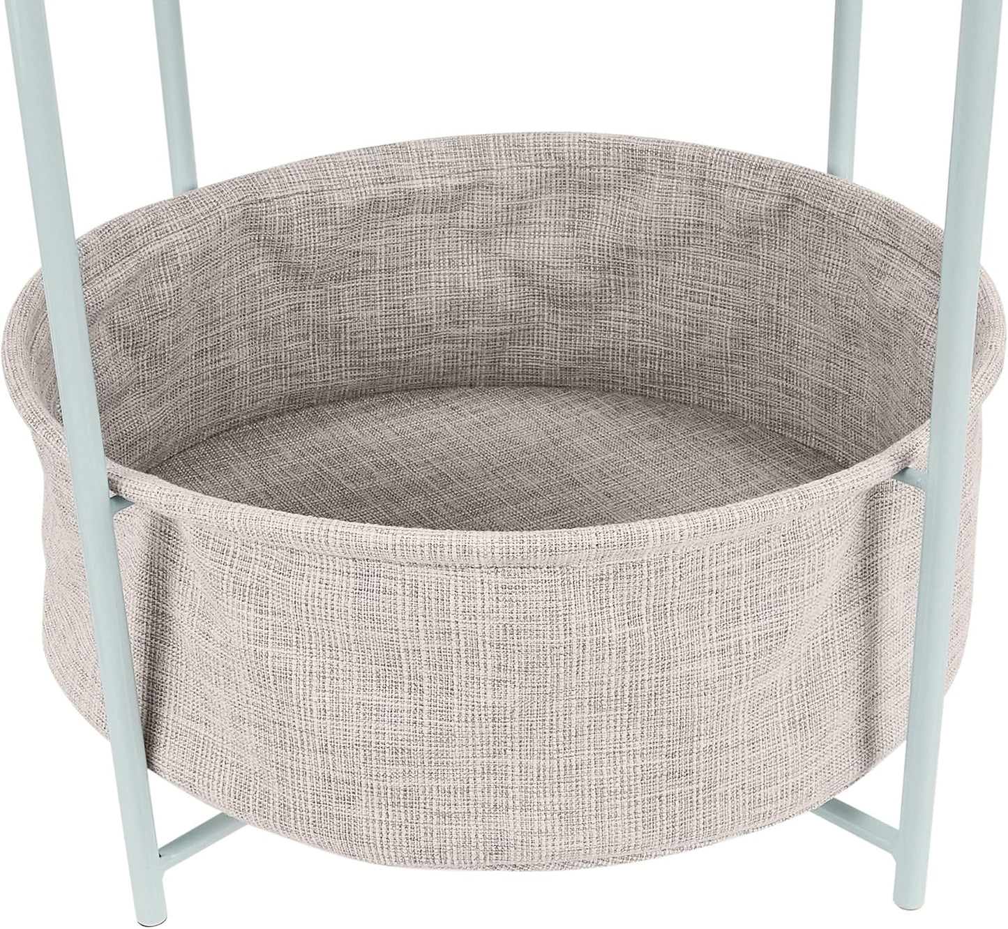 Amazon Basics Round Storage End Table, Side Table with Cloth Basket, Mint Green/Heather Gray, 18 in x 18 in x 19 in