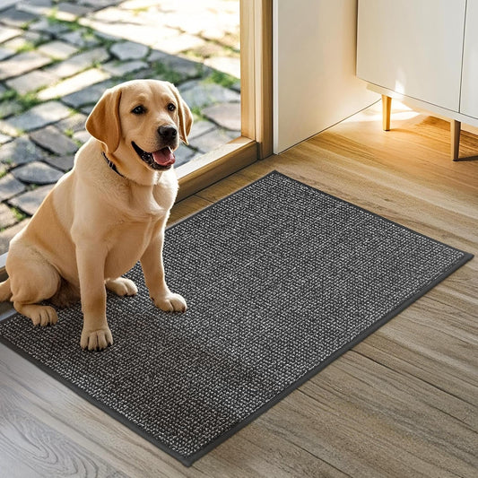 JSEI Dirt Trapper Door Mat 20"x32" Non-Slip Washable Entrance Mat, Dog Doormats, Absorbent & Fade-Resistant Floor Mats, Low Profile Welcome Mats for Entryway, Front Door, and Inside Entrance,Dark Grey