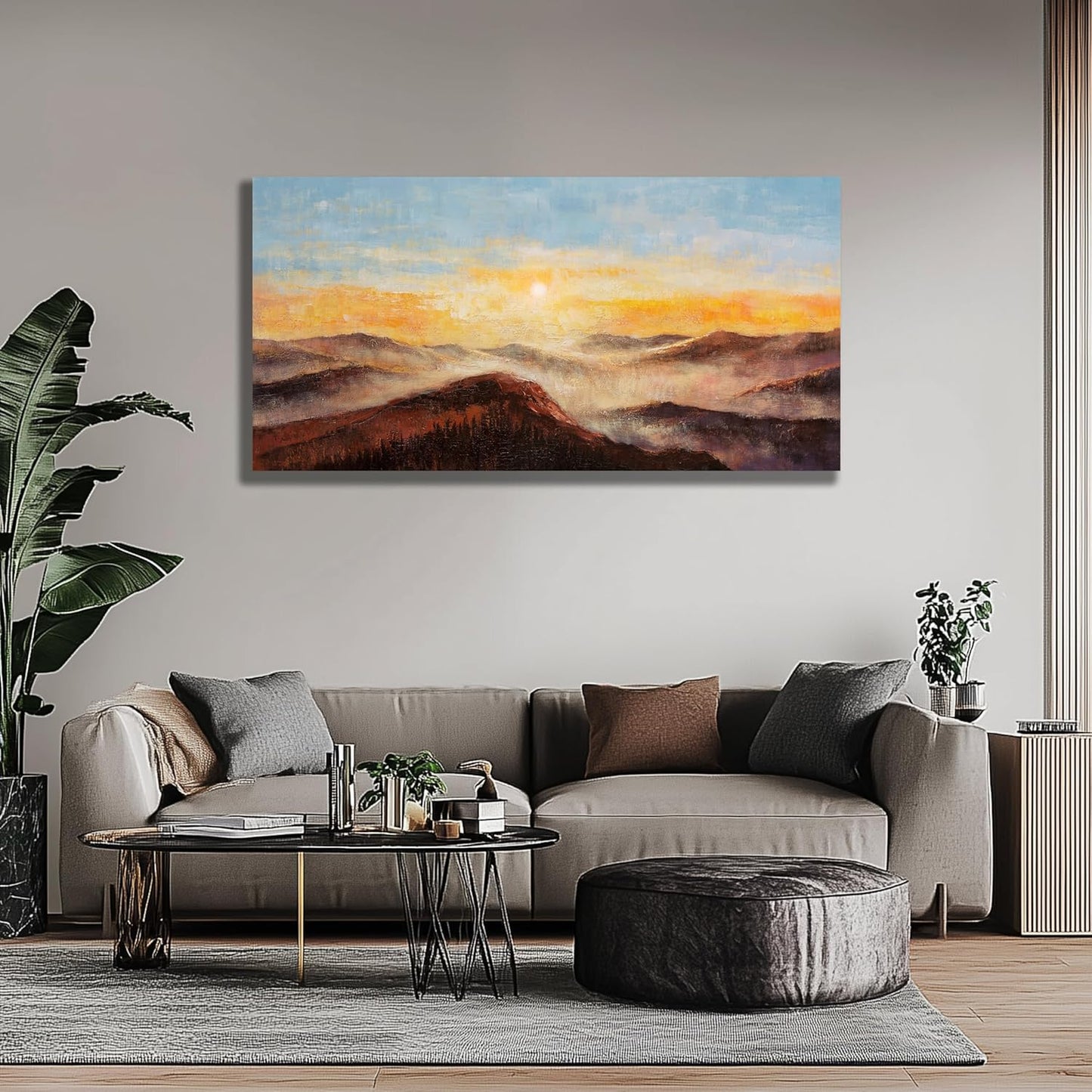 Belmrxne Landscape Wall Art Yellow and Blue Wall Decor Modern Minimalist Decor rectangle Canvas Painting for Living Room Bedroom Dining Room Office Home Decor 24x48 inch