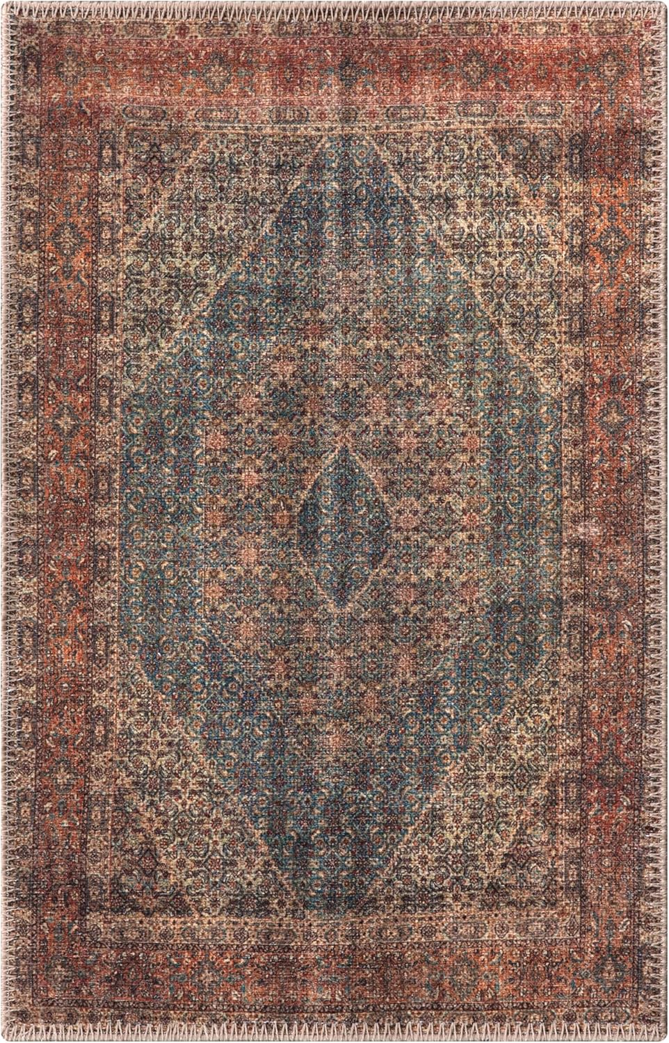 Keen Home Design 2x3 Rug - Machine Washable Entry Rug with Non-Slip Backing, Ideal for Enteryway, Kitchen, Bathroom, Laundry Room - Vintage, Easy Clean, Durable, Low Pile Rug - (2' x 3')