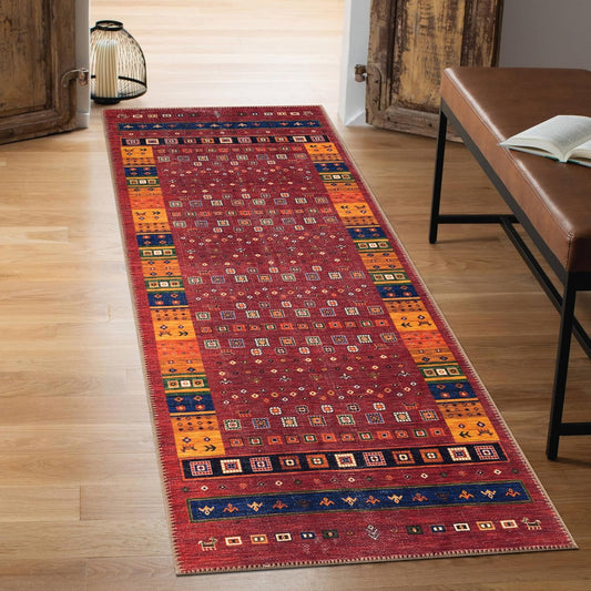Keen Home Design 2x7 Rug - Machine Washable Runner Rug with Non-Slip Backing, Ideal for Hallway, Entryway, Kitchen, Laundry Room - Vintage, Easy Clean, Durable, Low Pile Rug - (2'6" x 7')